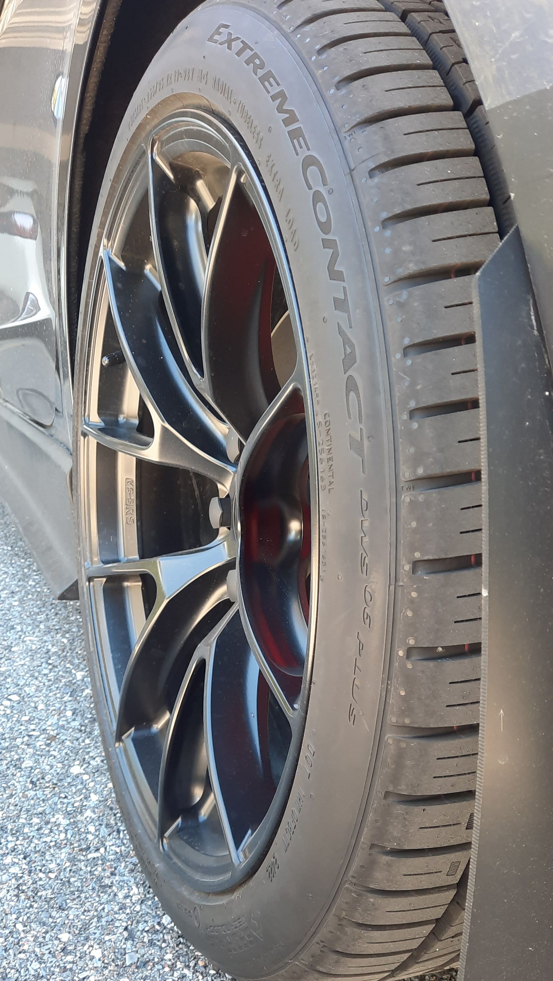 Grey Tesla Model 3 with 19" VS-5RS Apex wheels in Satin Black