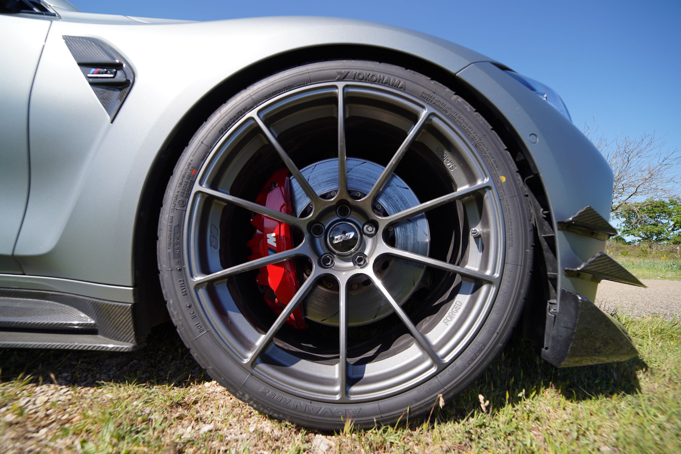 Grey BMW G80 M3 with 20" SM-10RS Apex wheels in Anthracite