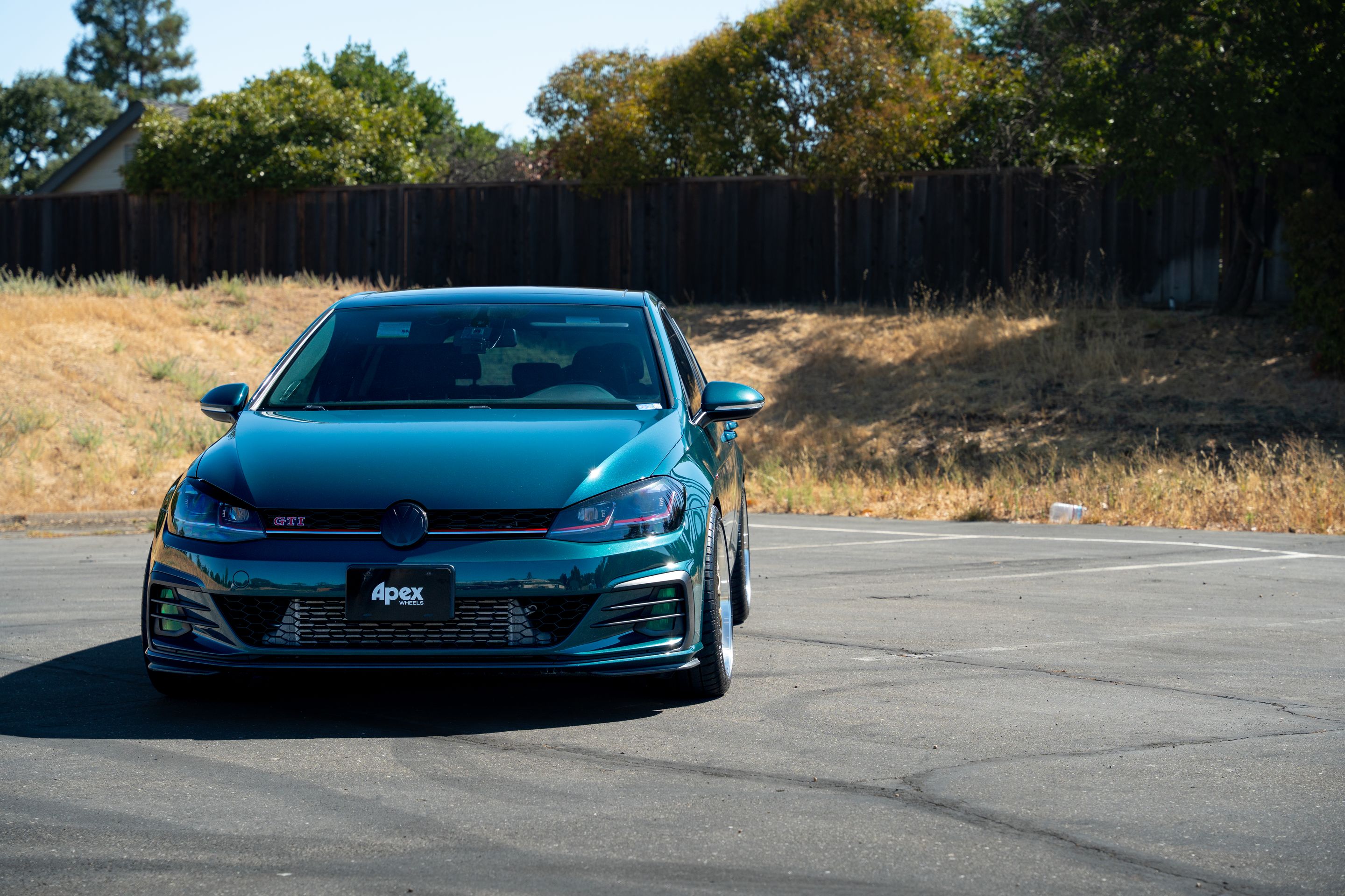 Green VW MK7 GTI with 18" ML-10RT Apex wheels in Machined Lip Gloss Motorsport Gold