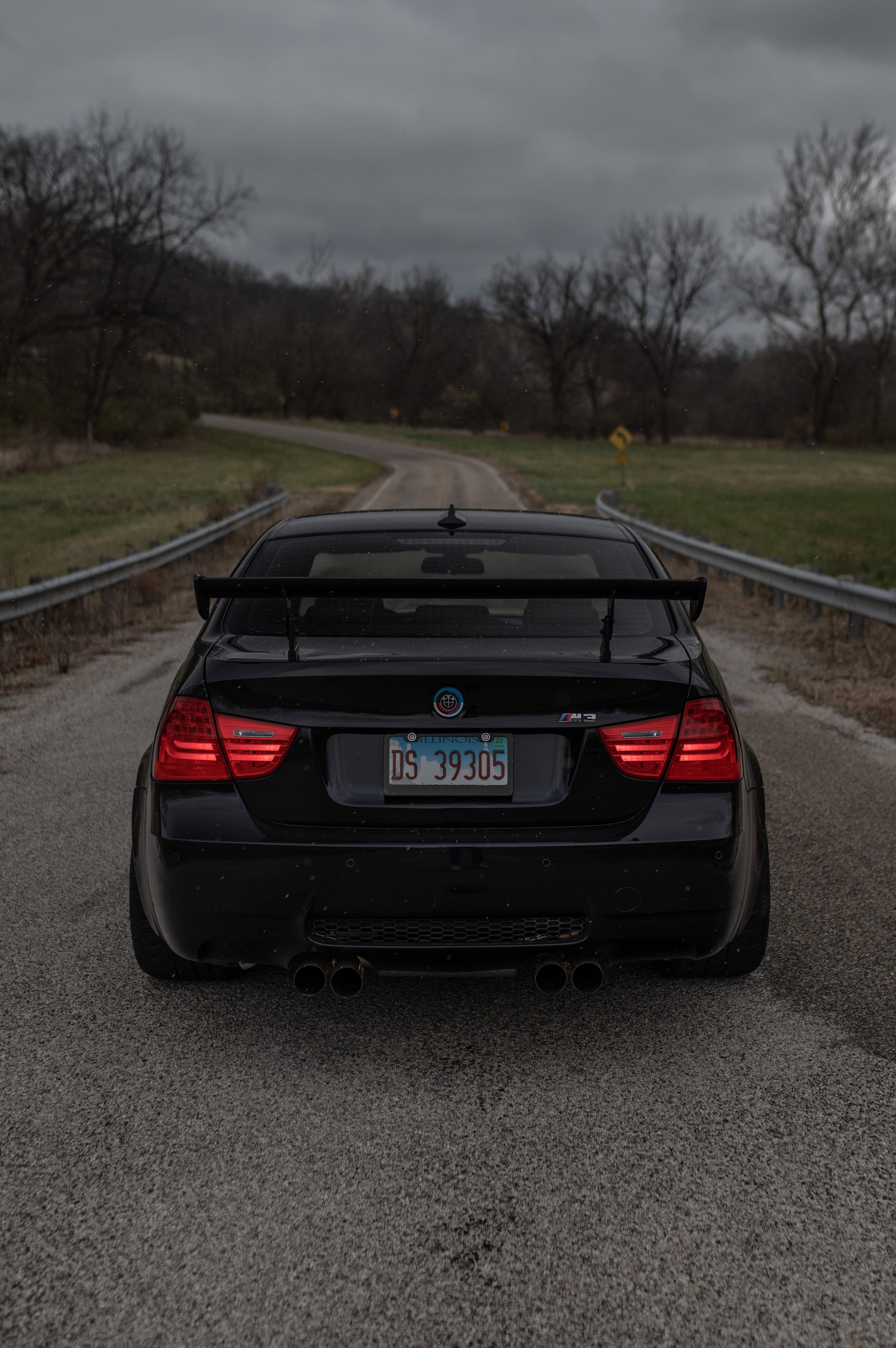Black BMW E90 Sedan M3 with 18" ARC-8 Apex wheels in Satin Black