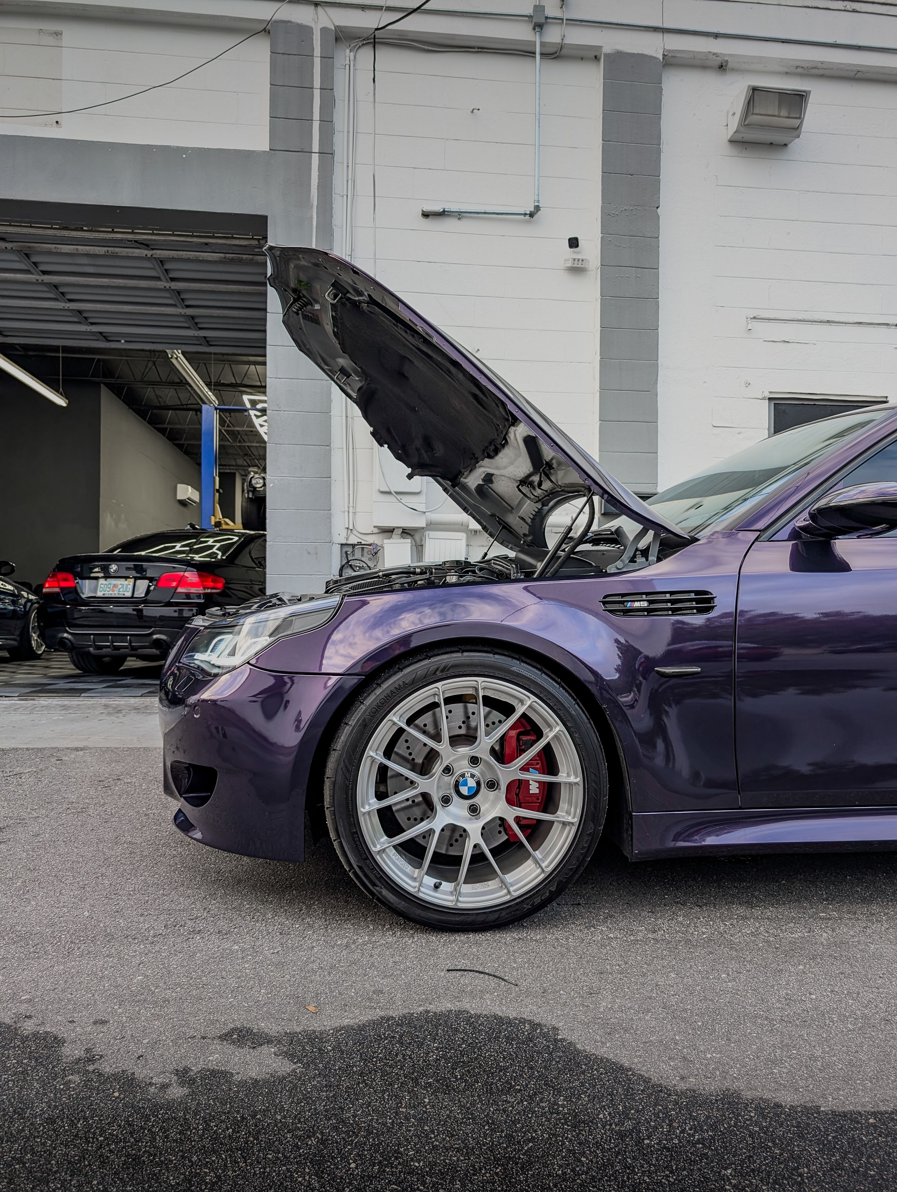 Purple BMW E60 M5 with 19" EC-7RS Apex wheels in Brushed Clear