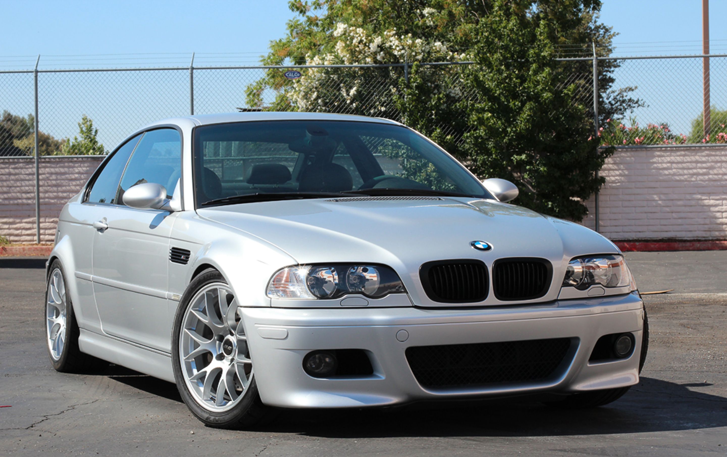 Silver BMW E46 M3 with 18" EC-7 Apex wheels in Race Silver