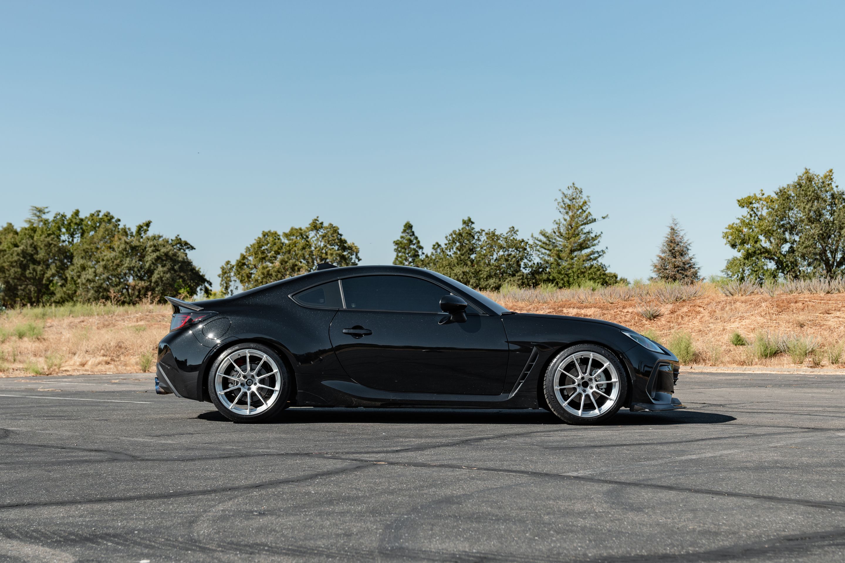 Black Subaru ZD8 / Gen 2 BRZ with 18" SM-10RS Apex wheels in Brushed Clear