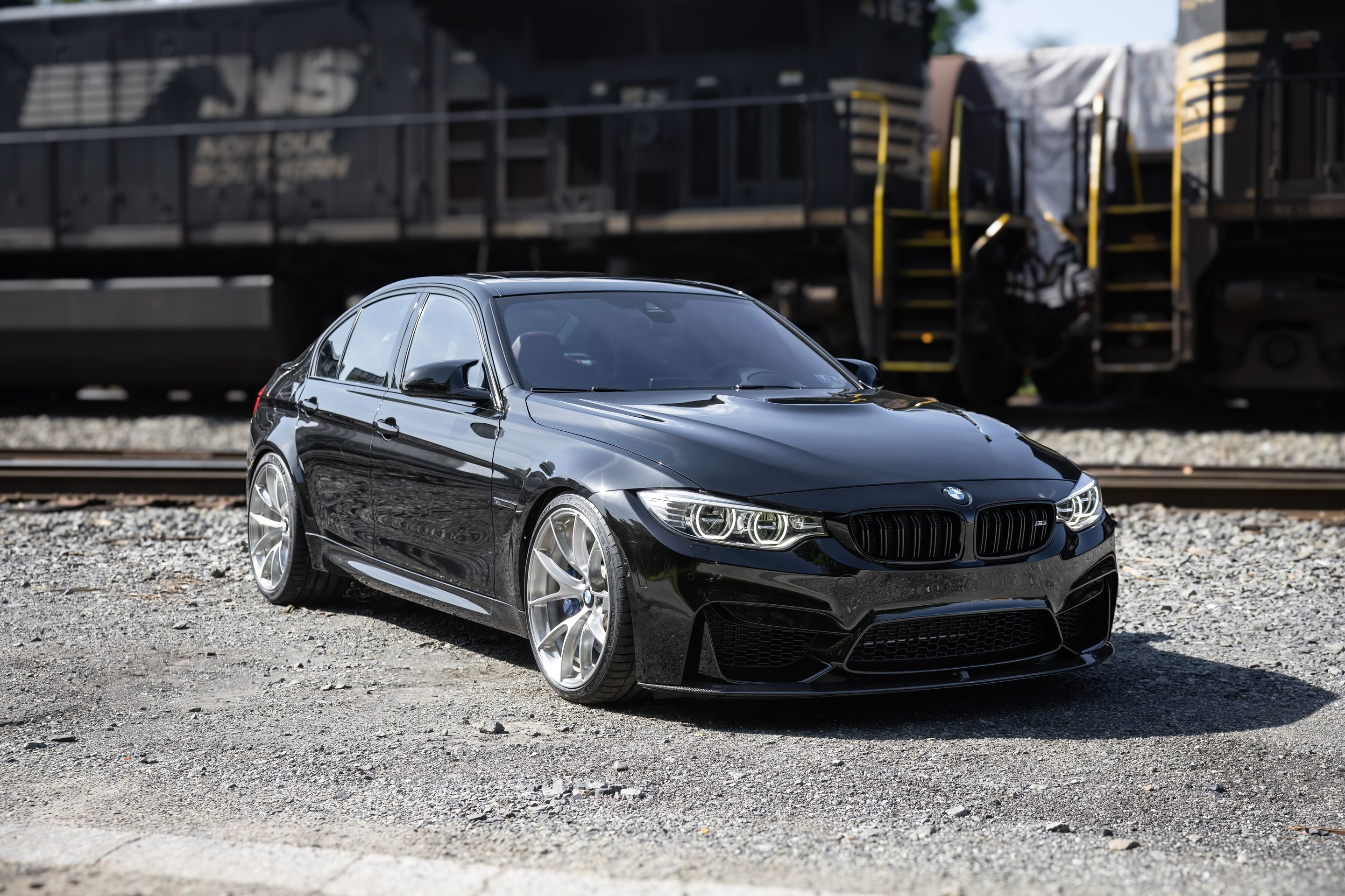 Black BMW F80 M3 with 20" VS-5RS Apex wheels in Brushed Clear