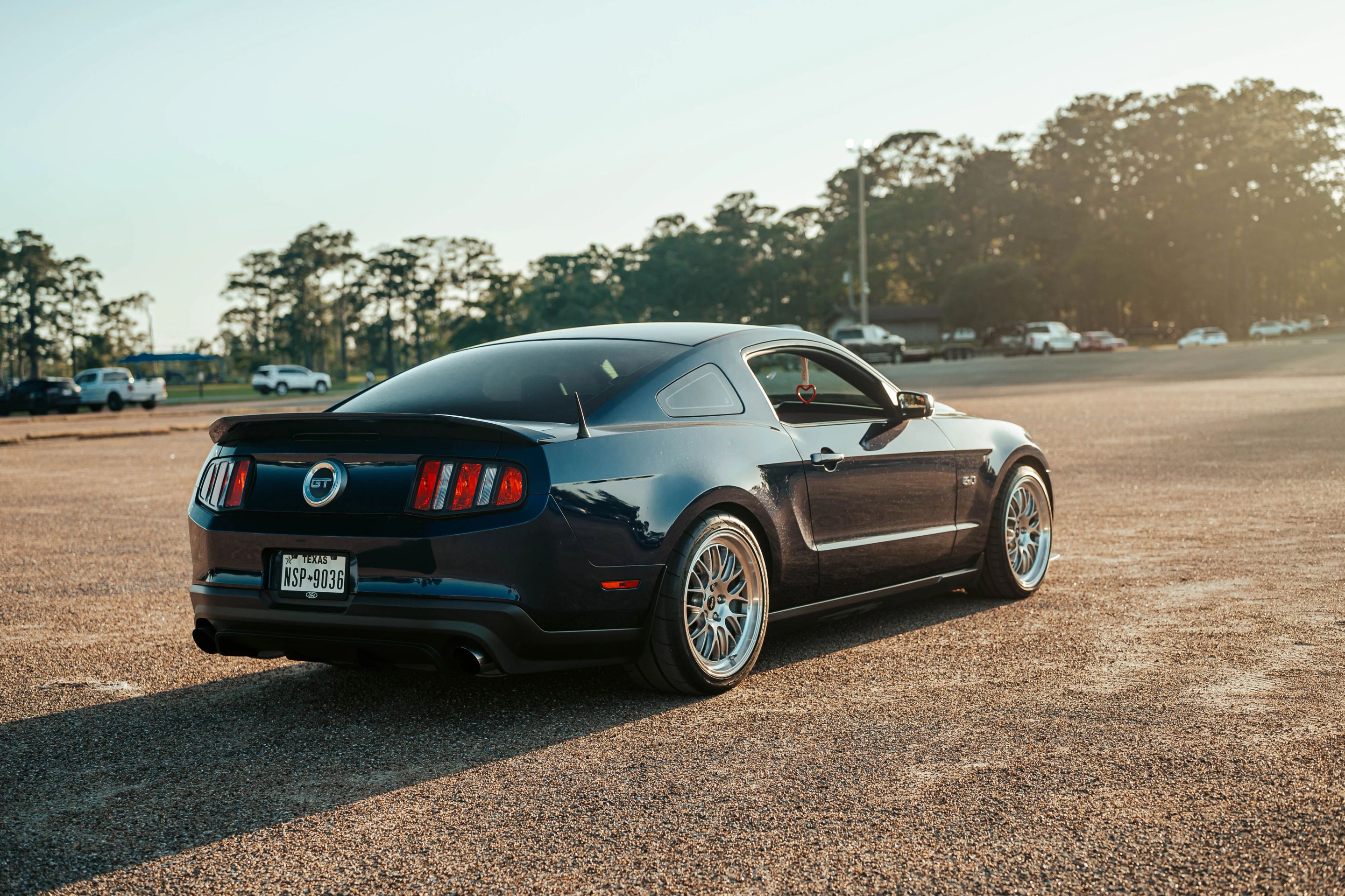 Blue Ford S197 Mustang GT with 19" ML-10RT Apex wheels in Machined Lip Brushed Clear
