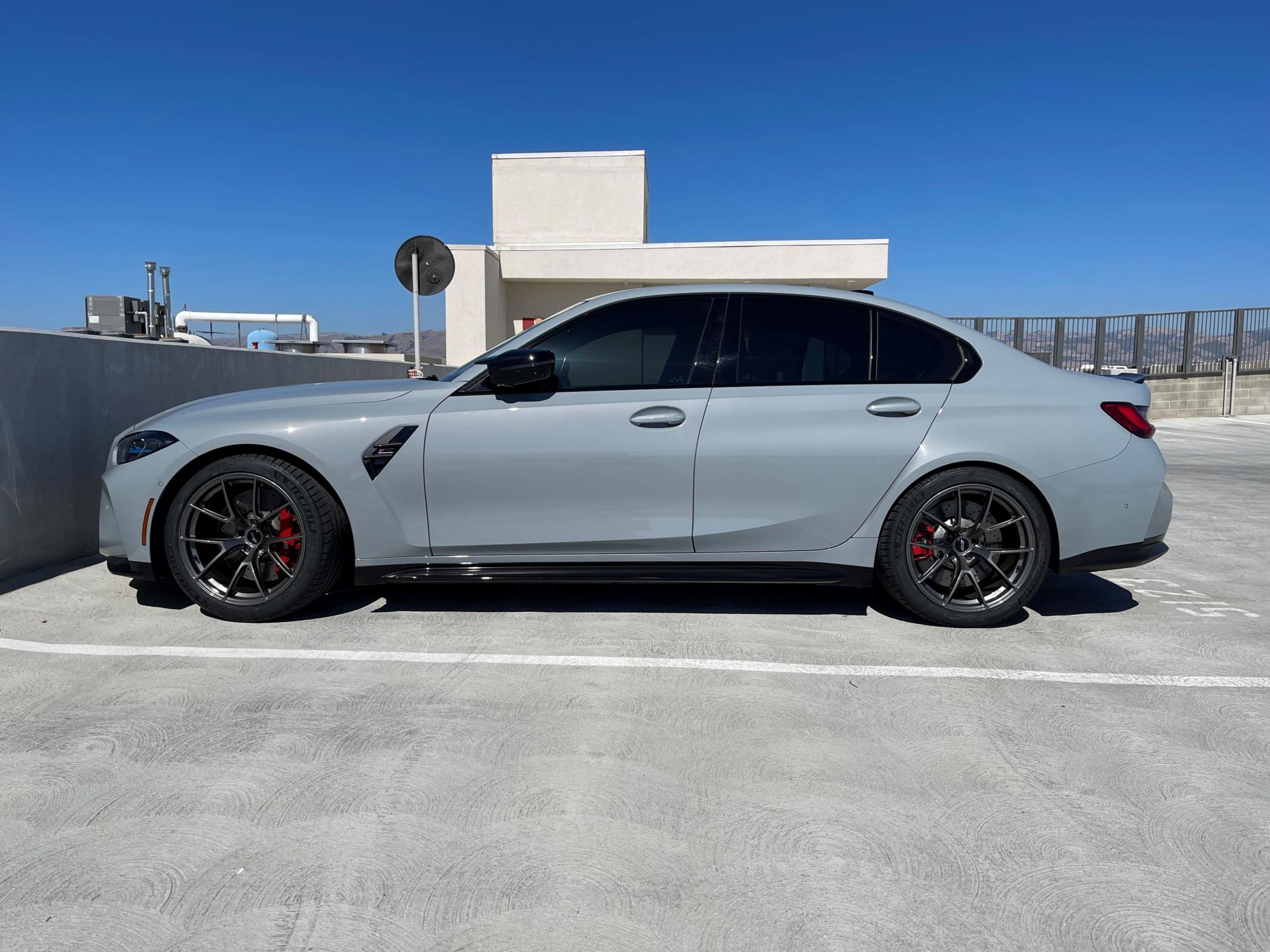 Grey BMW G80 M3 with 19" VS-5RS Apex wheels in Anthracite
