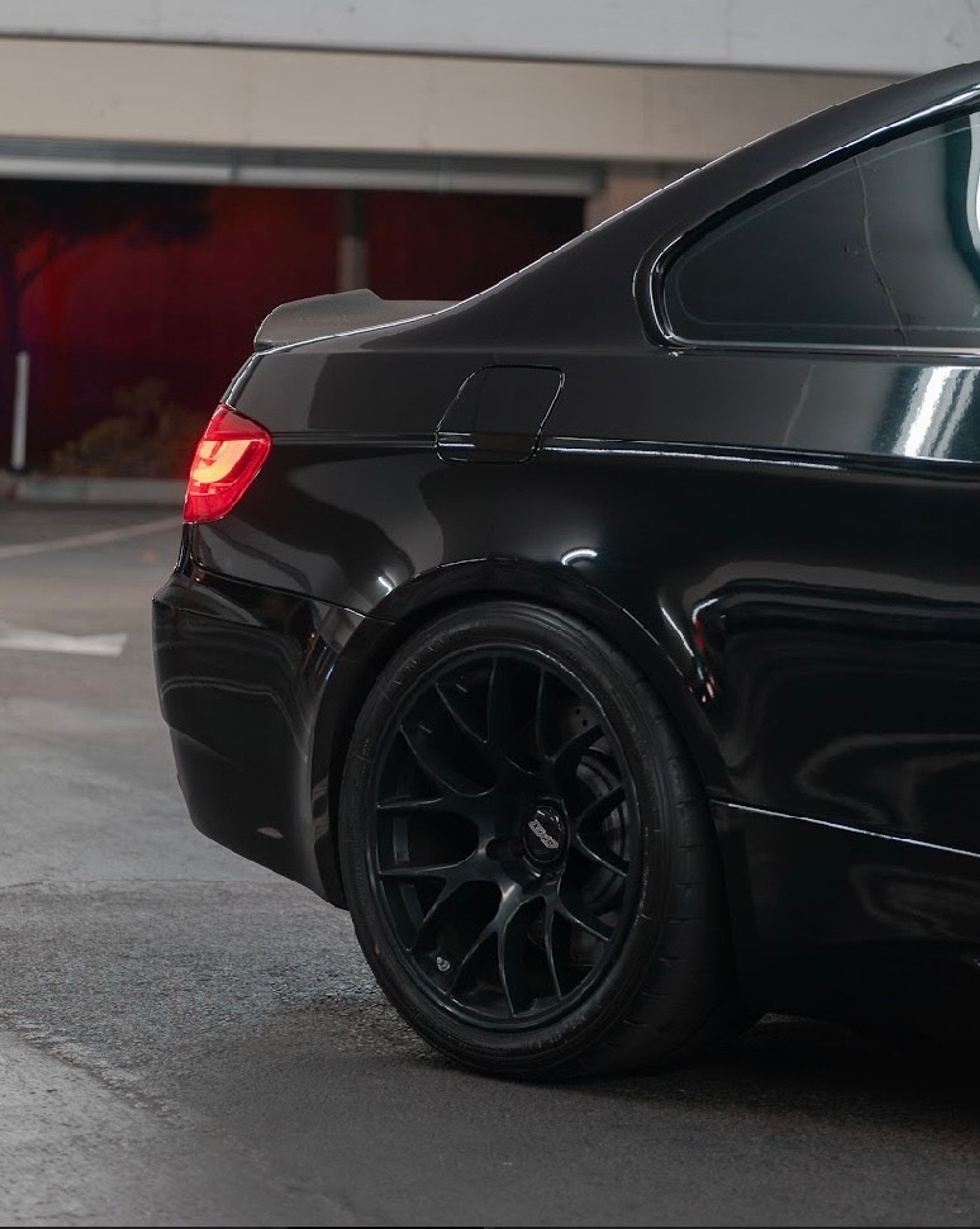 Black BMW E92 Coupe M3 with 18" EC-7 Apex wheels in Satin Black