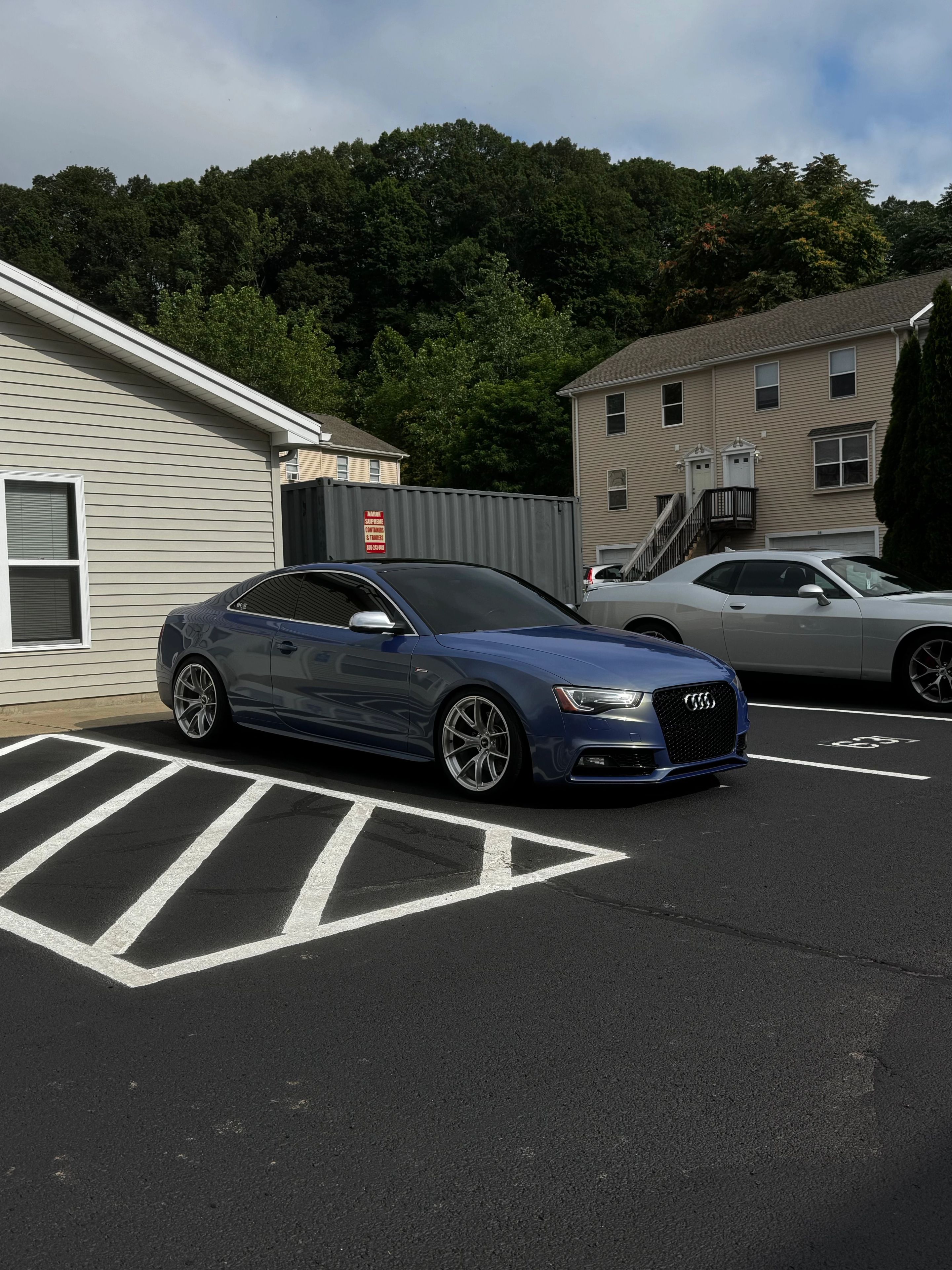 Blue Audi B8 S5 with 19" VS-5RS Apex wheels in Brushed Clear