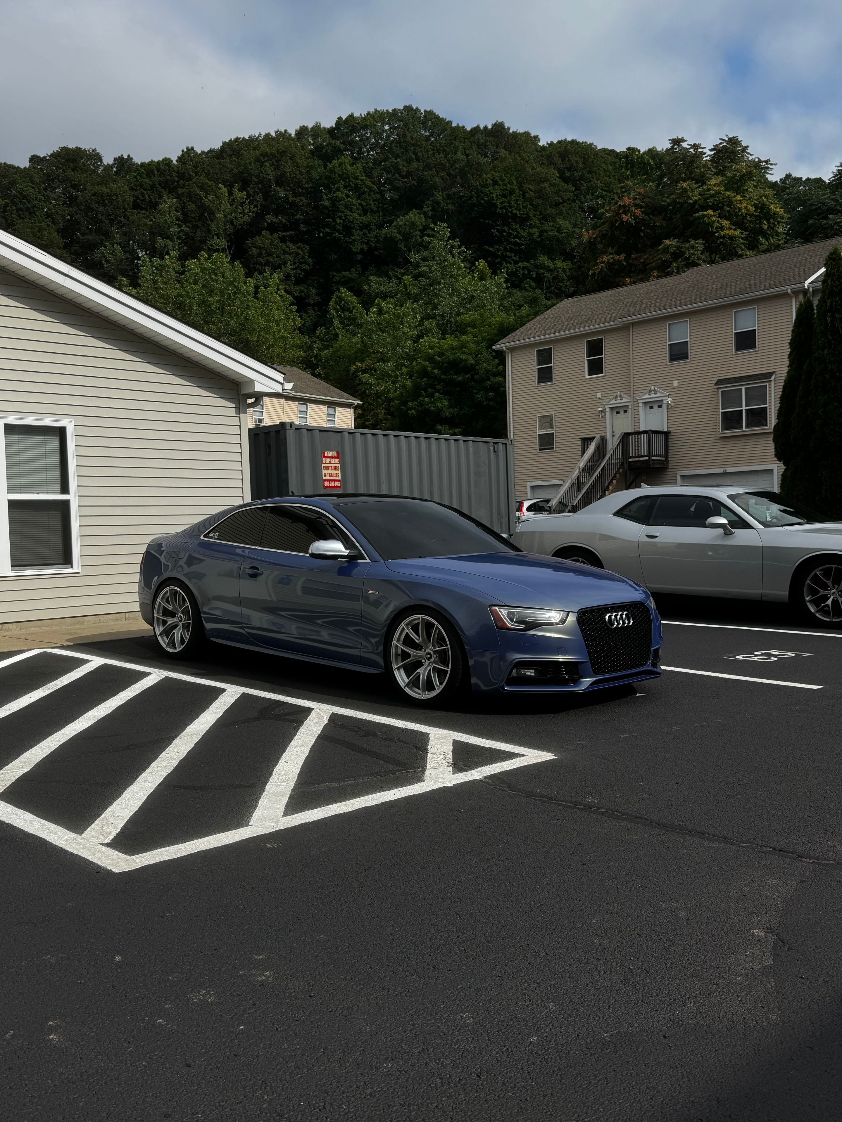 Blue Audi B8 S5 with 19" VS-5RS Apex wheels in Brushed Clear