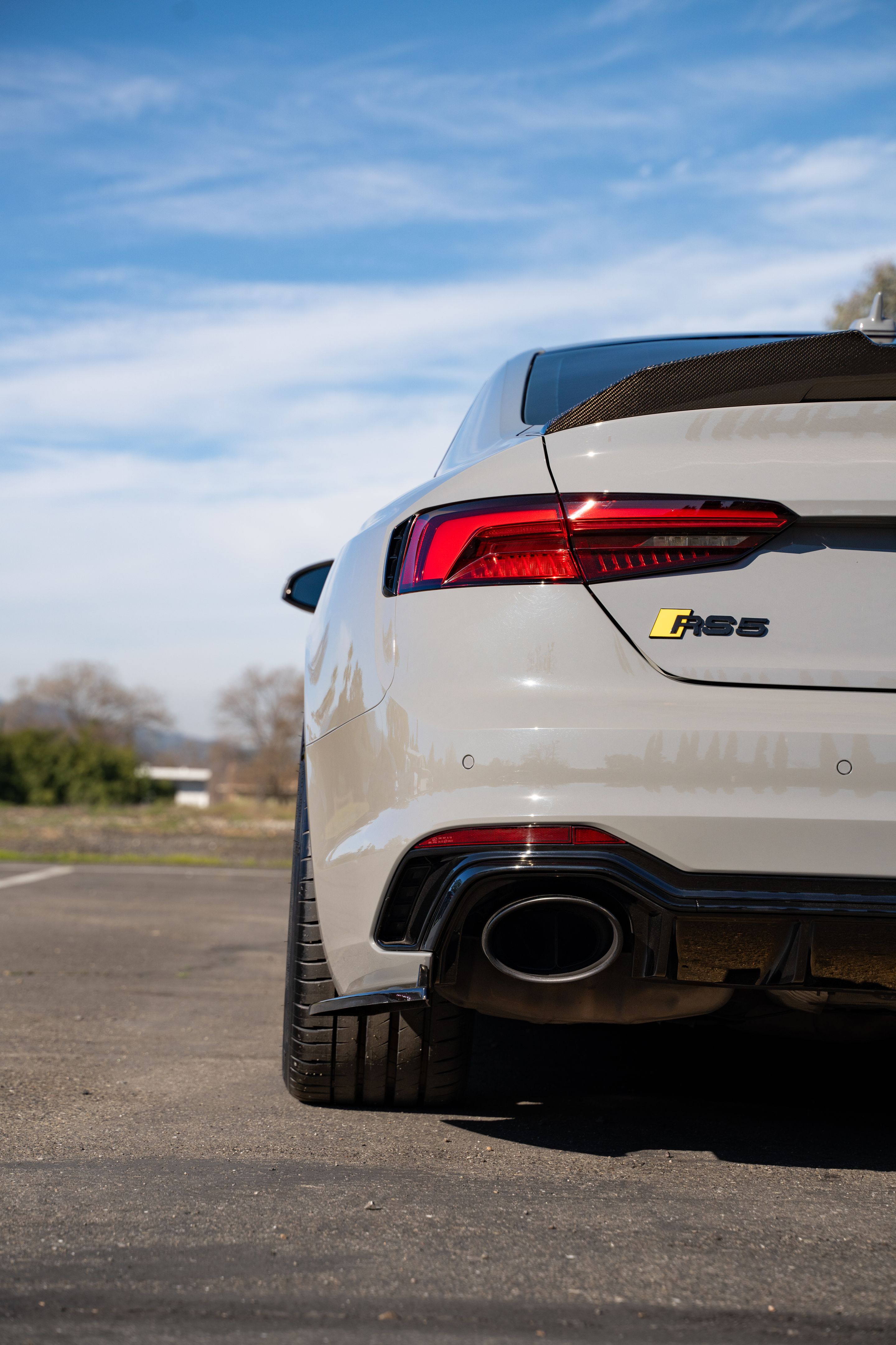 Grey Audi B9 RS 5 Coupe with 20" VS-5RS Apex wheels in Motorsport Gold