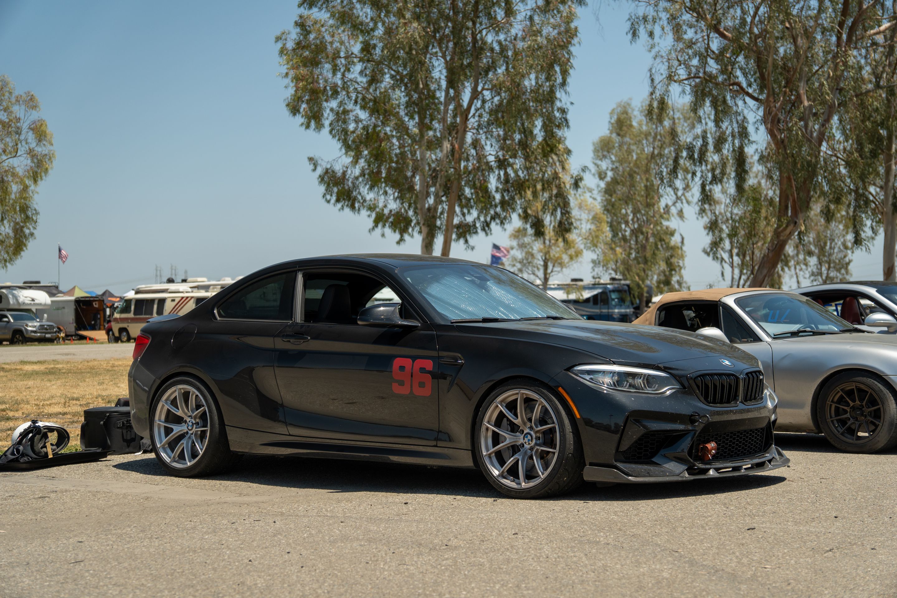 Black BMW F87 M2 with 19" VS-5RS Apex wheels in Brushed Clear