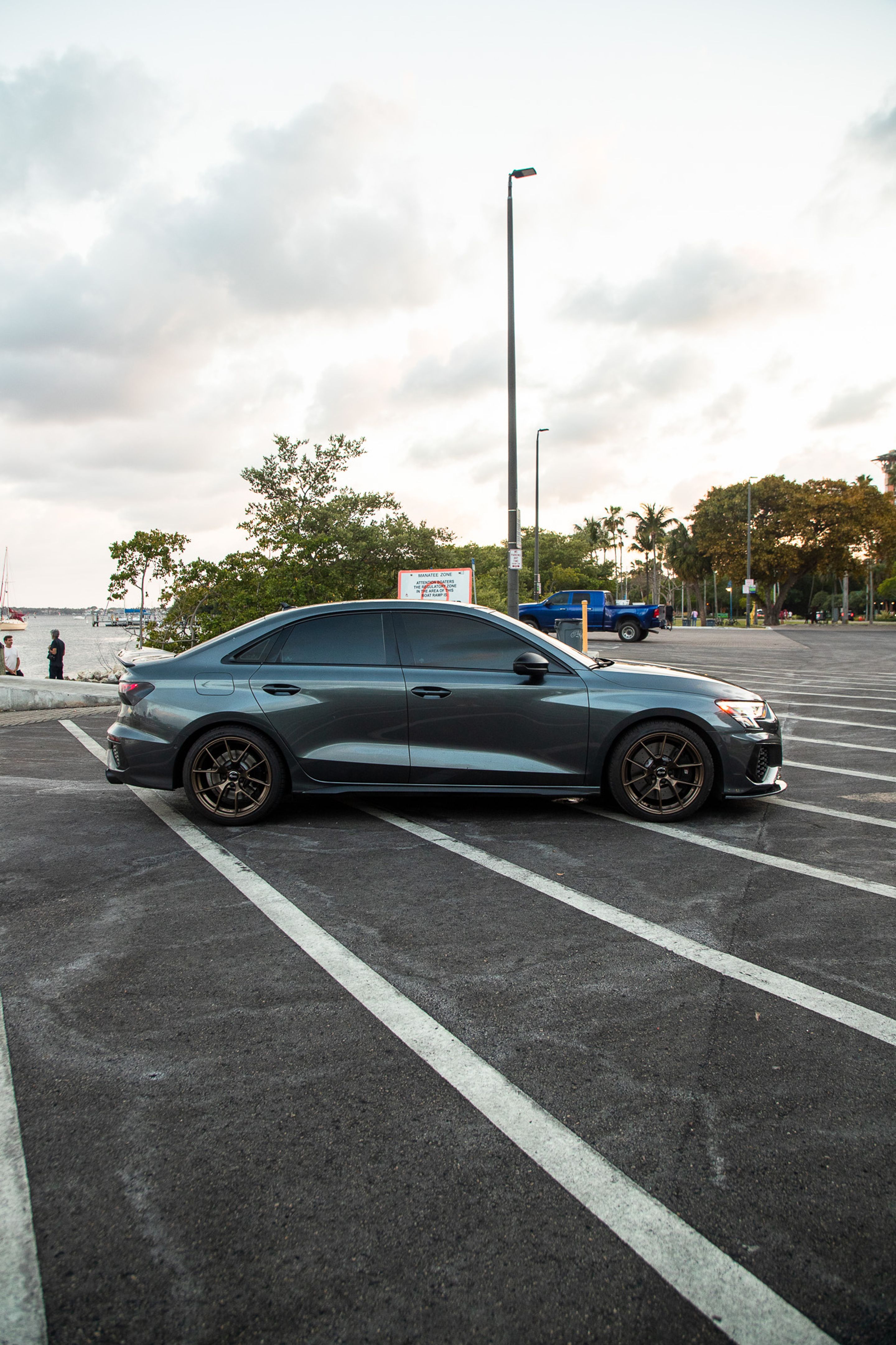 Grey Audi 8Y S3 with 18" VS-5RS Apex wheels in Satin Bronze