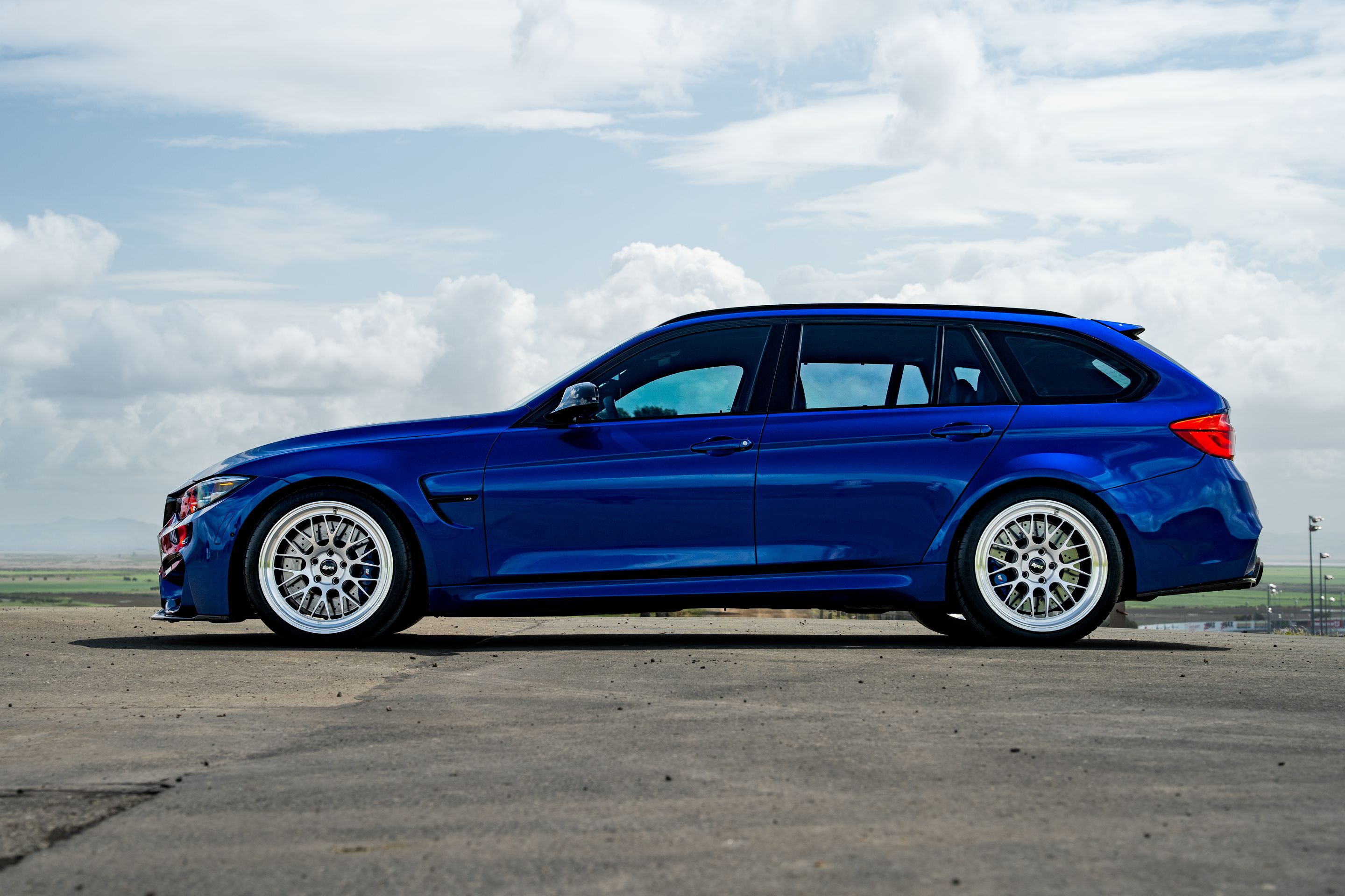 Blue BMW F80 M3 with 19" ML-10RT Apex wheels in Machined Lip Race Silver