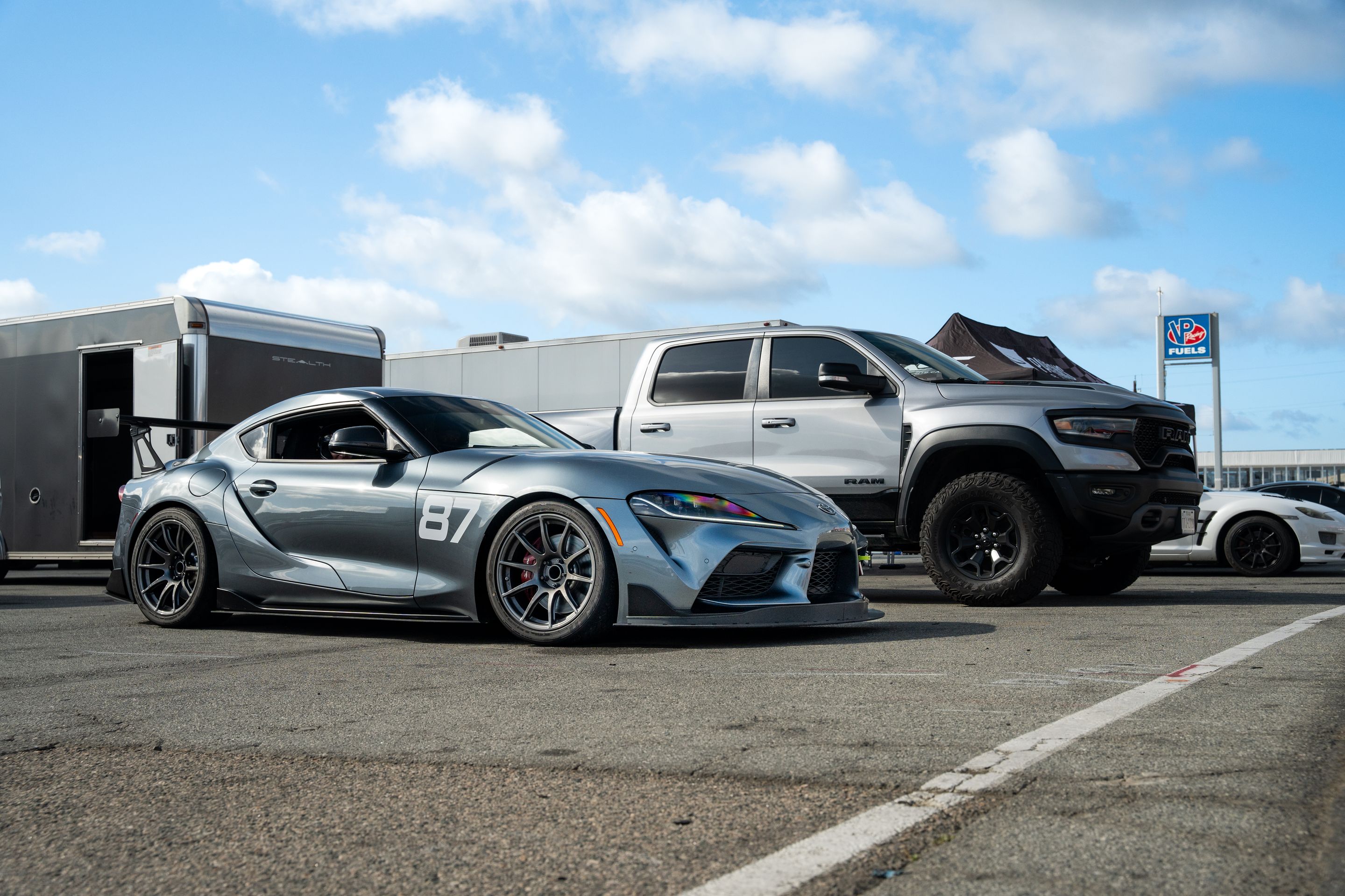Silver Toyota GR Supra with 18" SM-10 Apex wheels in Anthracite