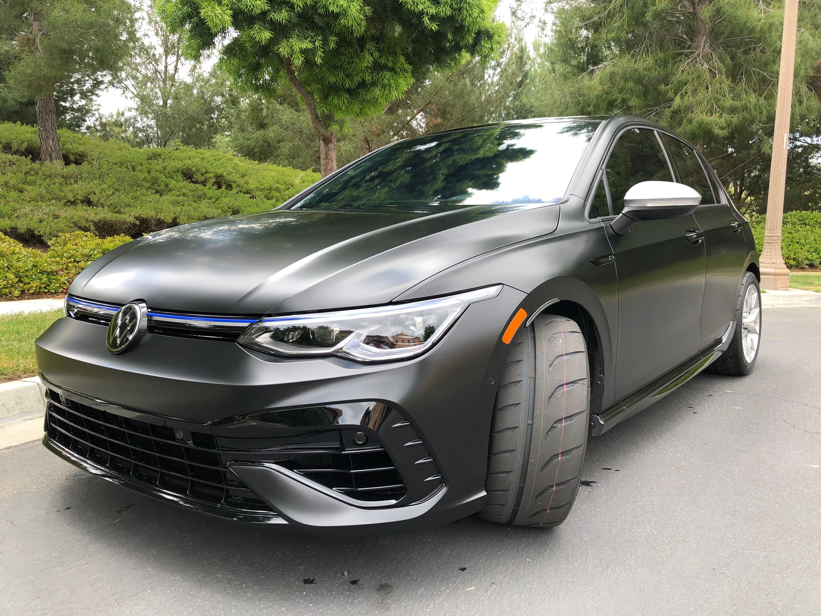 Black VW MK8 Golf R with 17" VS-5RS Apex wheels in Brushed Clear