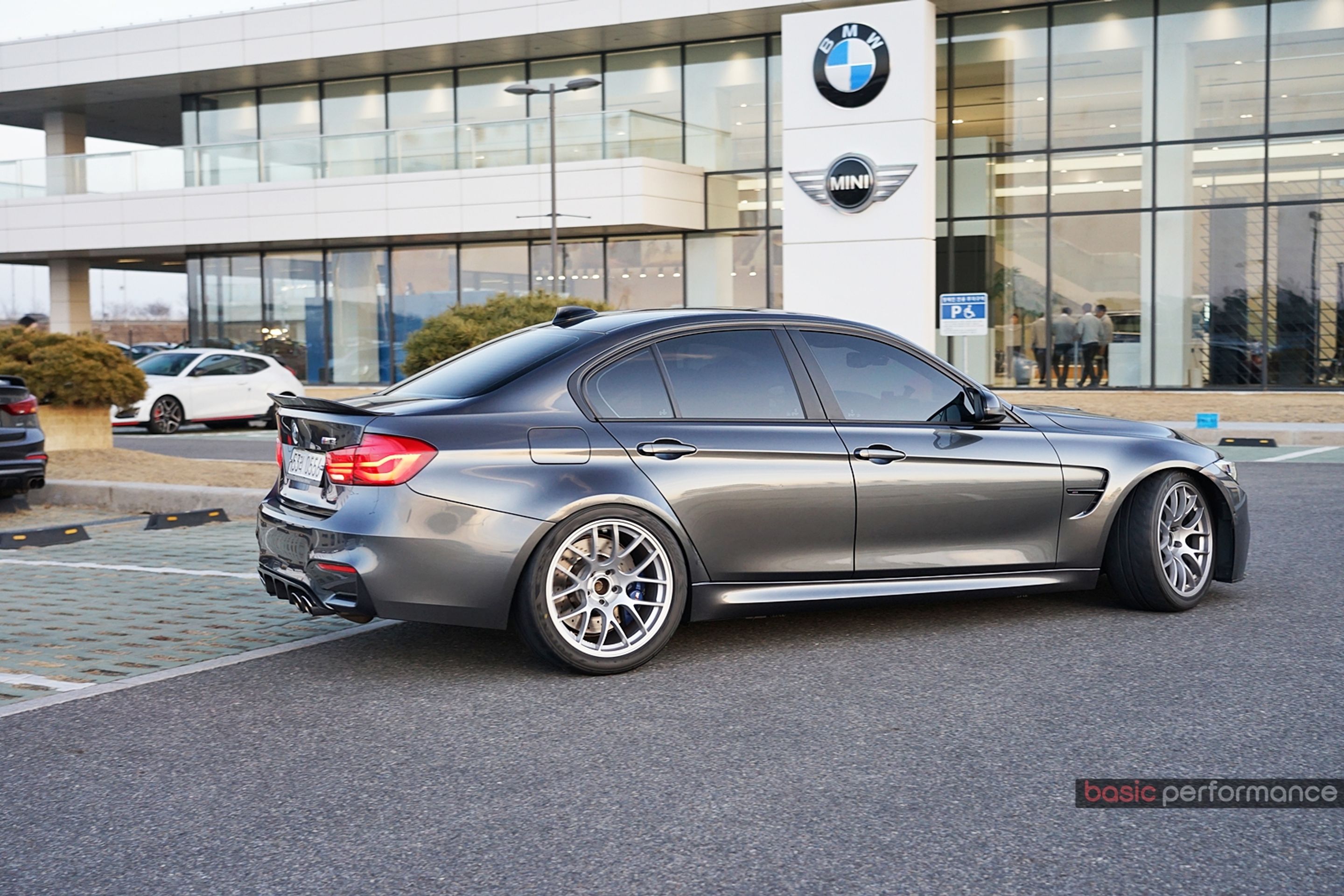 Grey BMW F80 M3 with 19" EC-7 Apex wheels in Race Silver