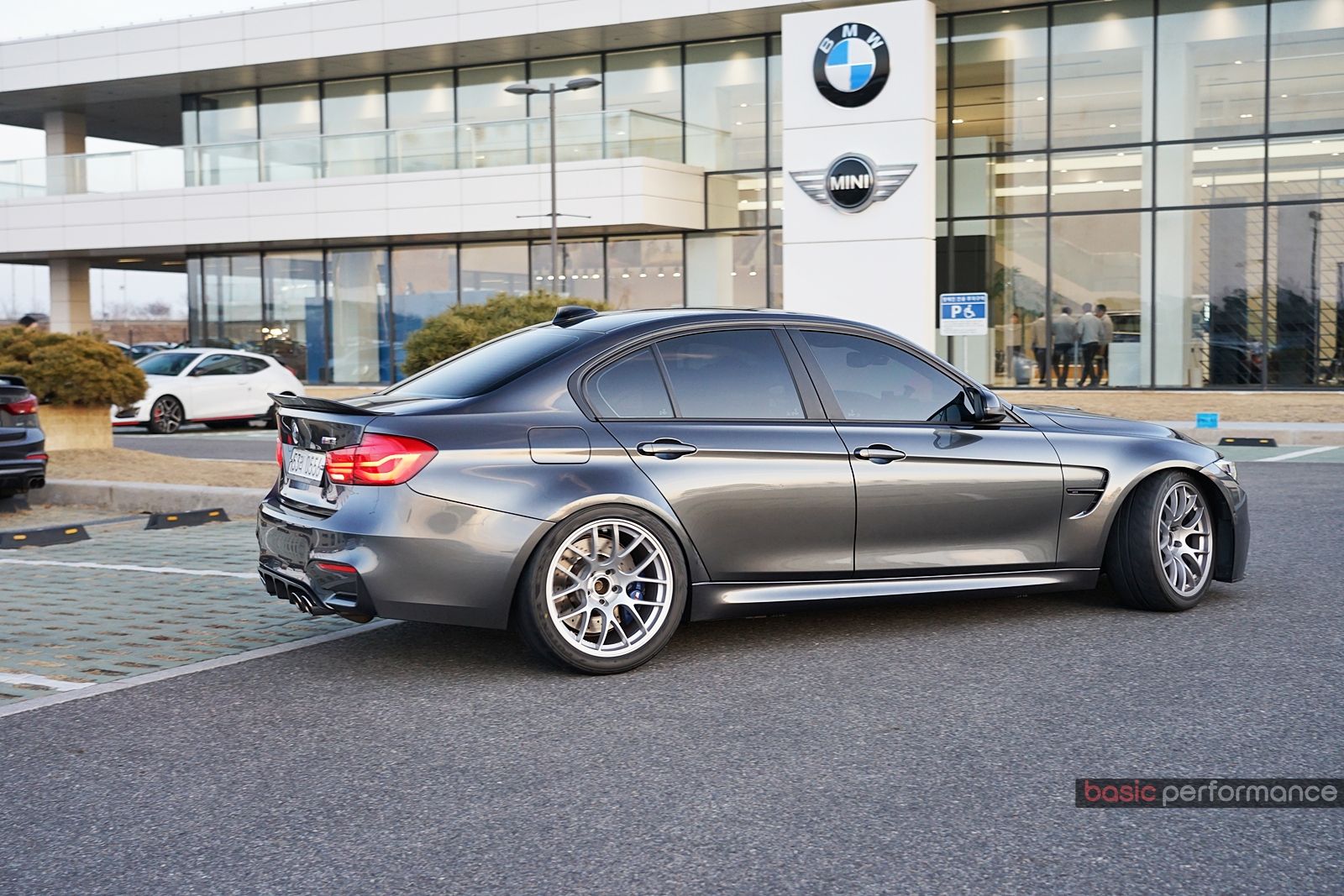 Grey BMW F80 M3 with 19" EC-7 Apex wheels in Race Silver