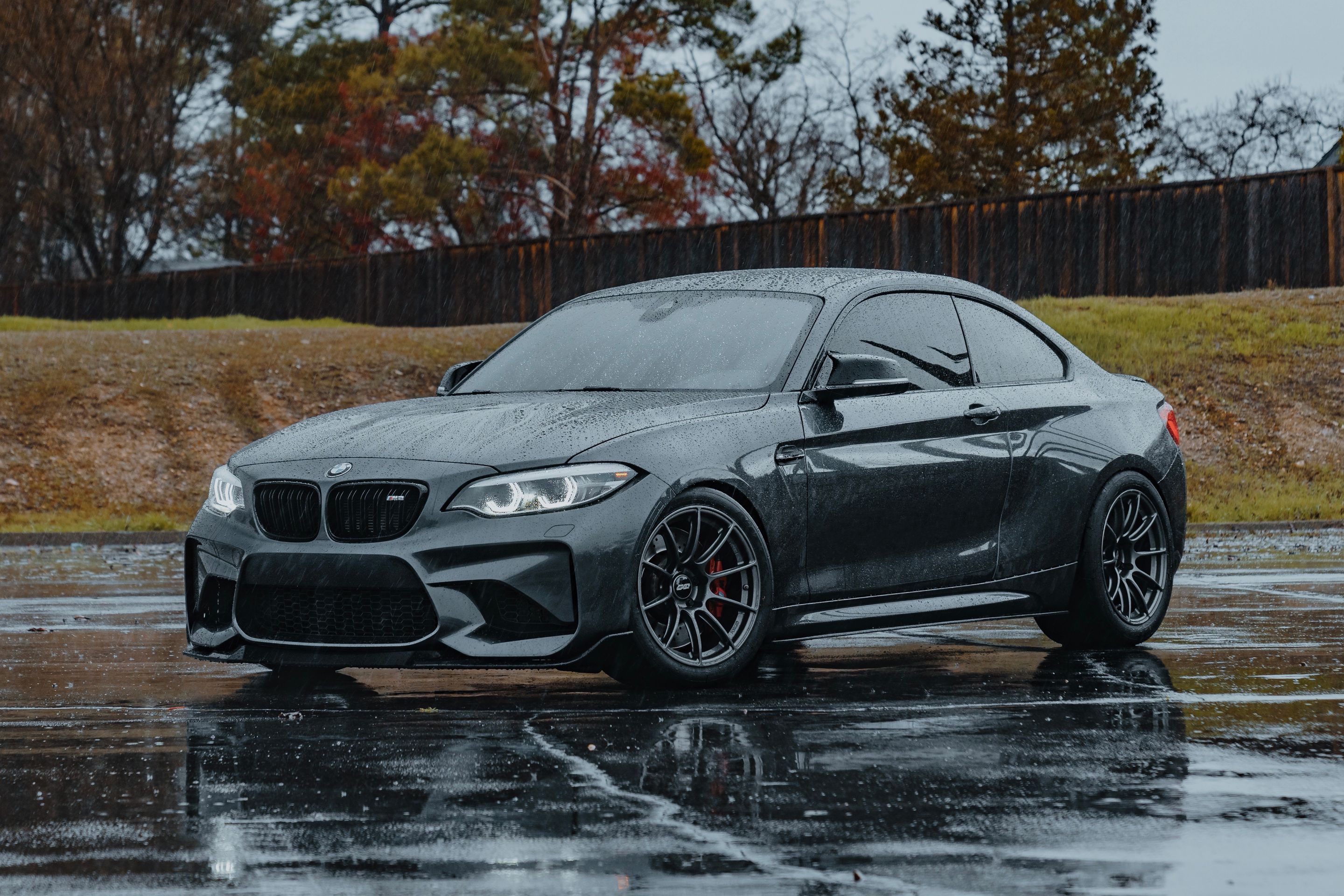 Grey BMW F87 M2 with 18" SM-10RS Apex wheels in Anthracite