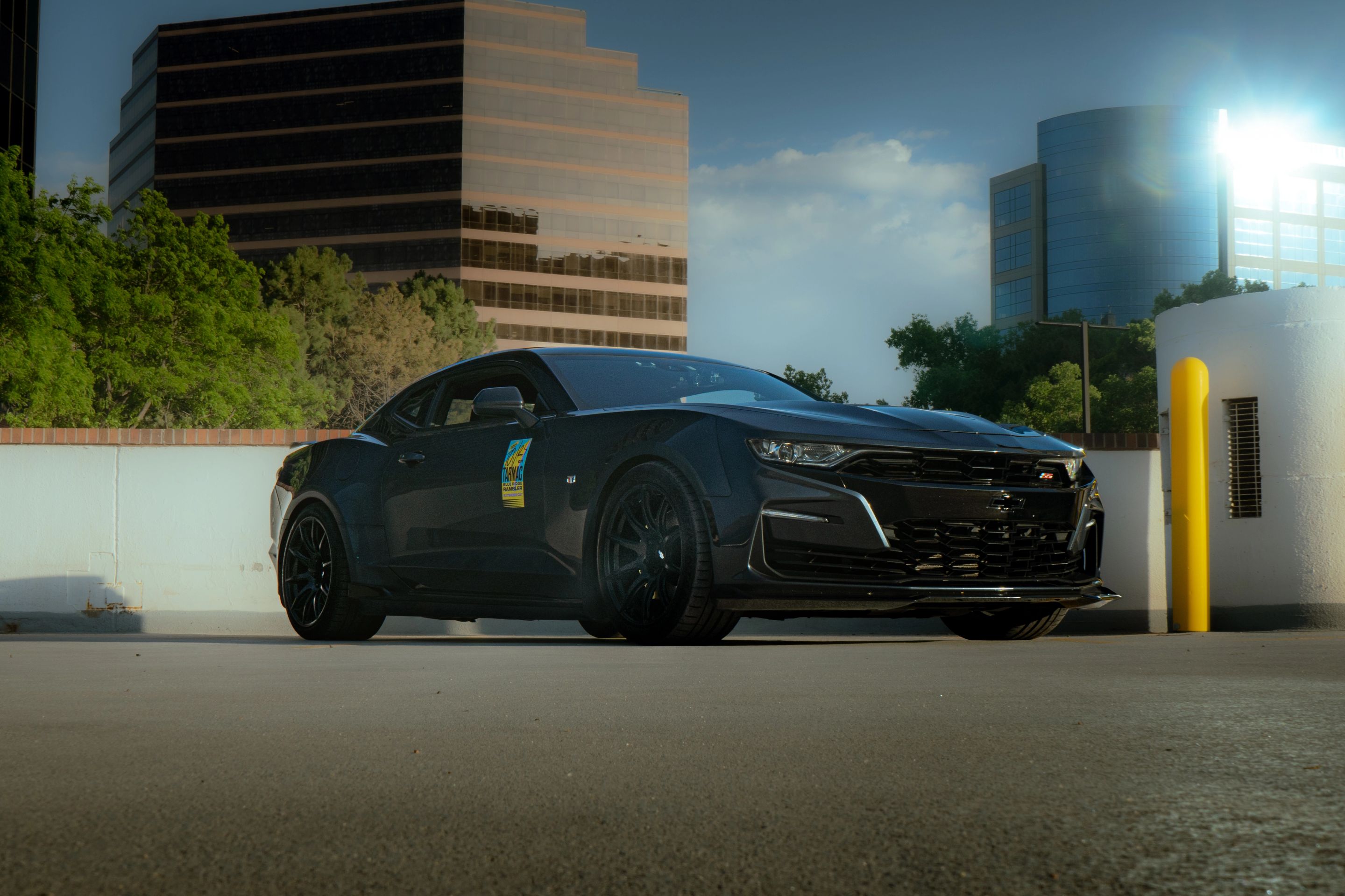 Grey Chevrolet 6th Gen Camaro SS with 19" SM-10 Apex wheels in Satin Black