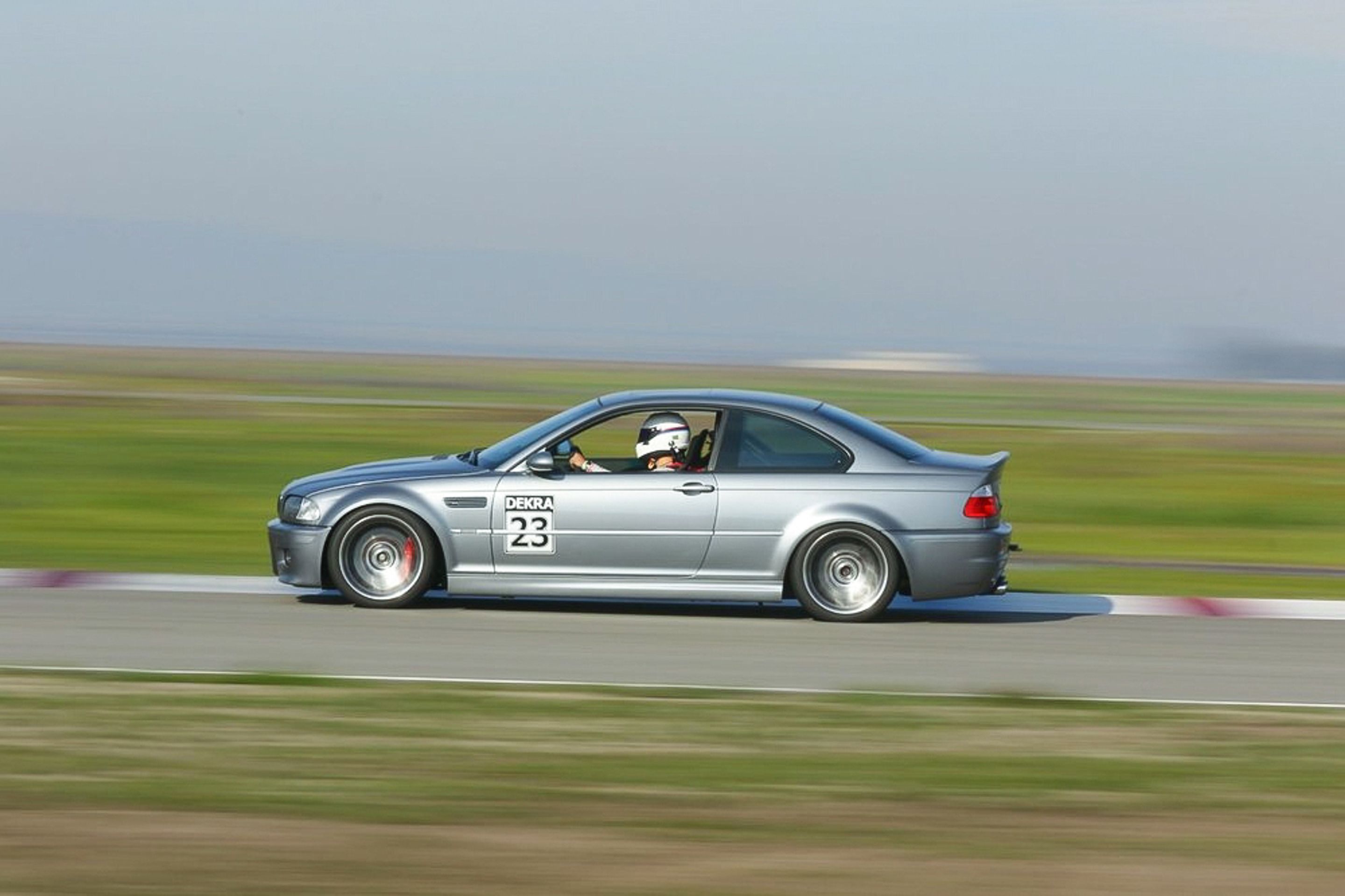 Grey BMW E46 M3 with 18" ARC-8 Apex wheels in Hyper Black