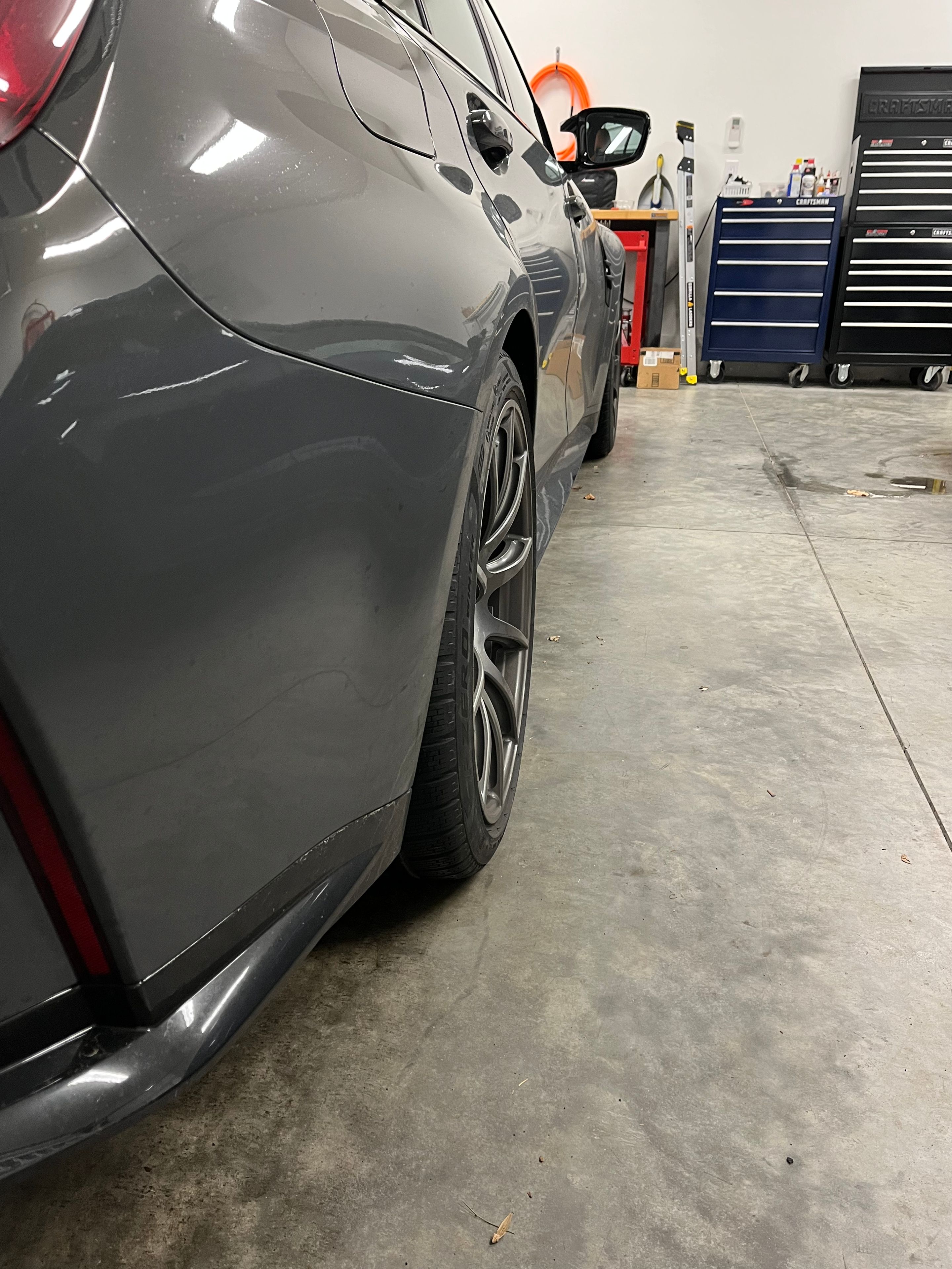 Grey BMW G80 M3 with 19" SM-10 Apex wheels in Anthracite