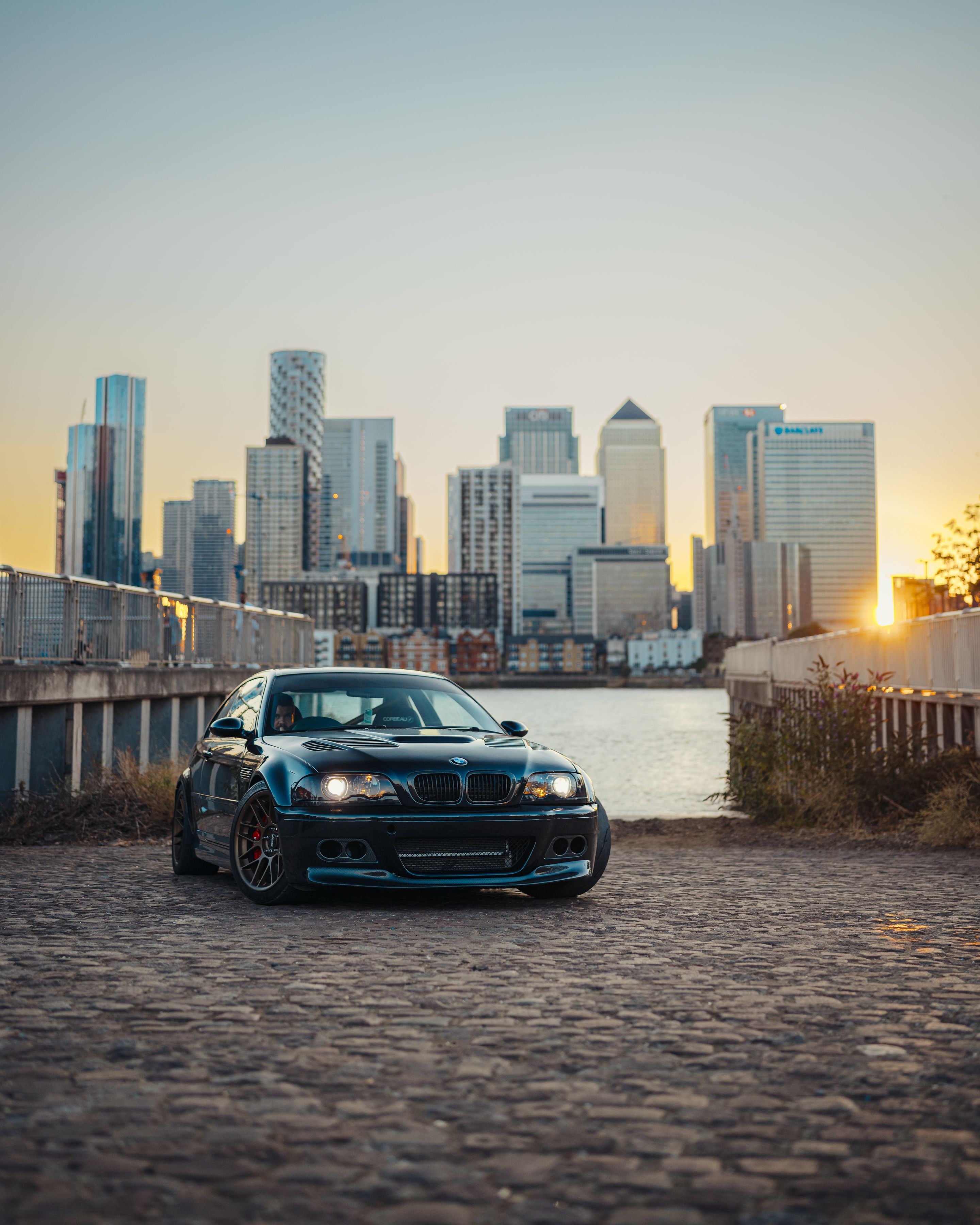 Black BMW E46 M3 with 18" ARC-8 Apex wheels in Satin Bronze