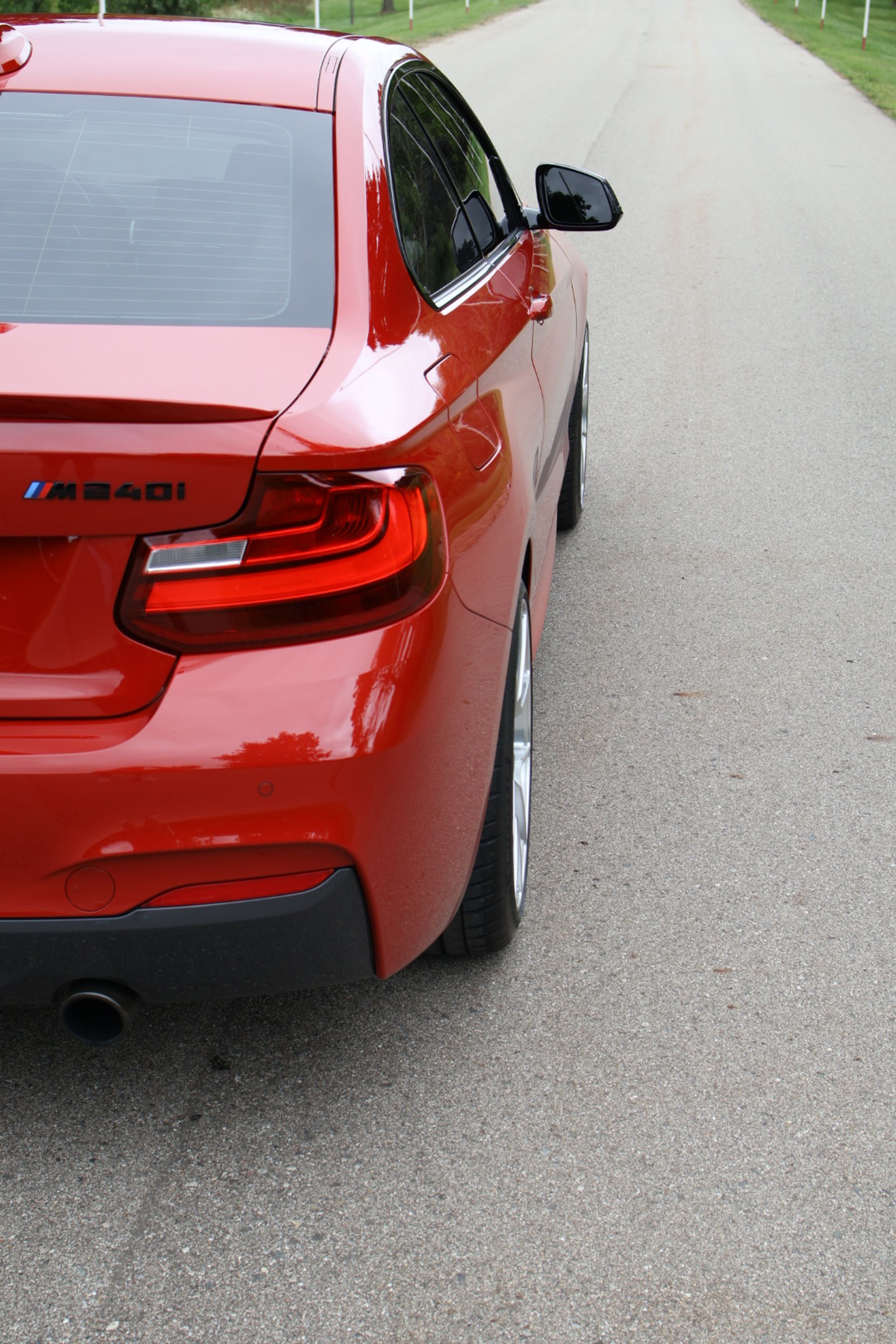 Red BMW F22 Coupe 2 Series with 18" VS-5RS Apex wheels in Brushed Clear