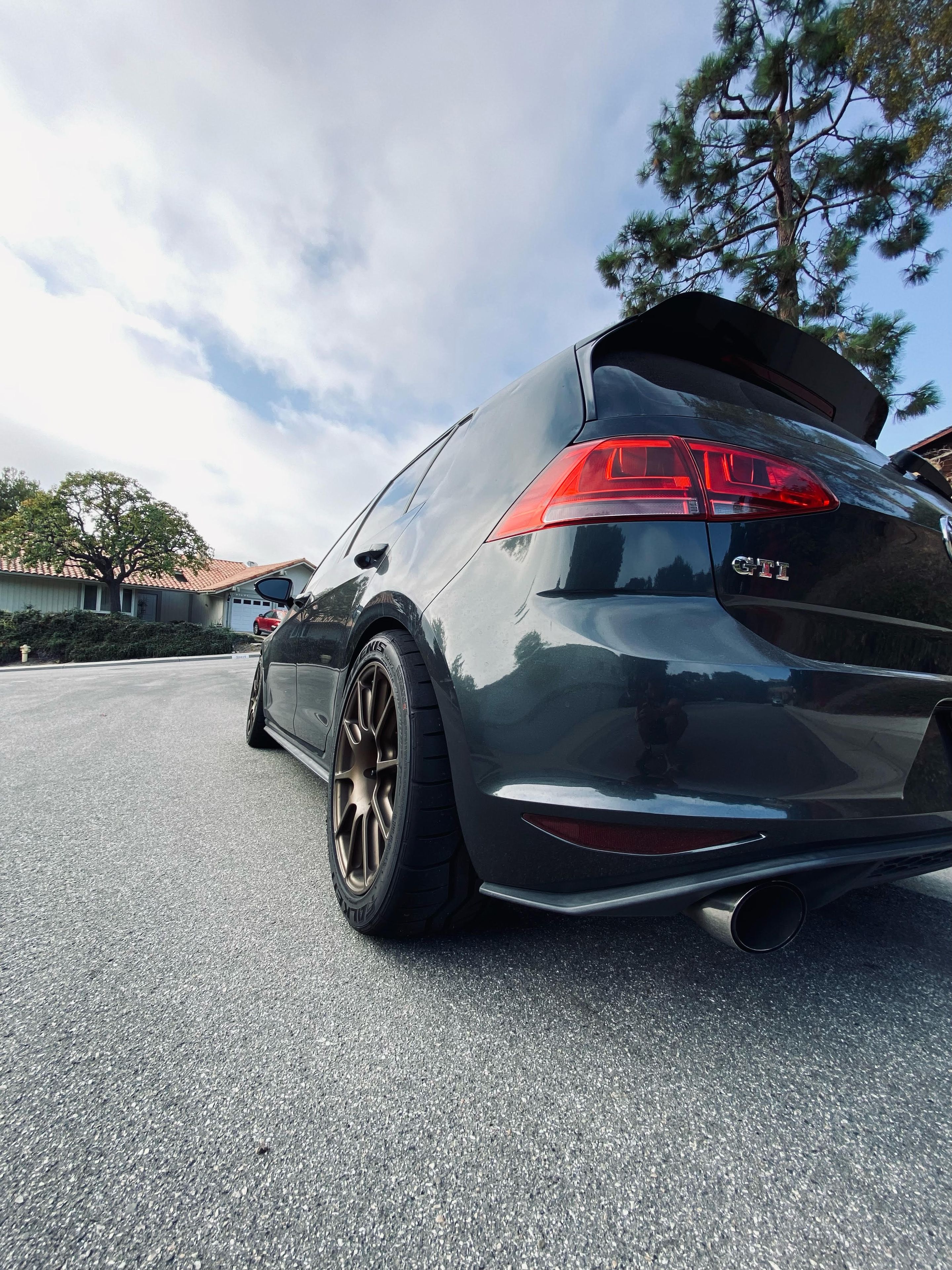Grey VW MK7 GTI with 17" SM-10 Apex wheels in Satin Bronze