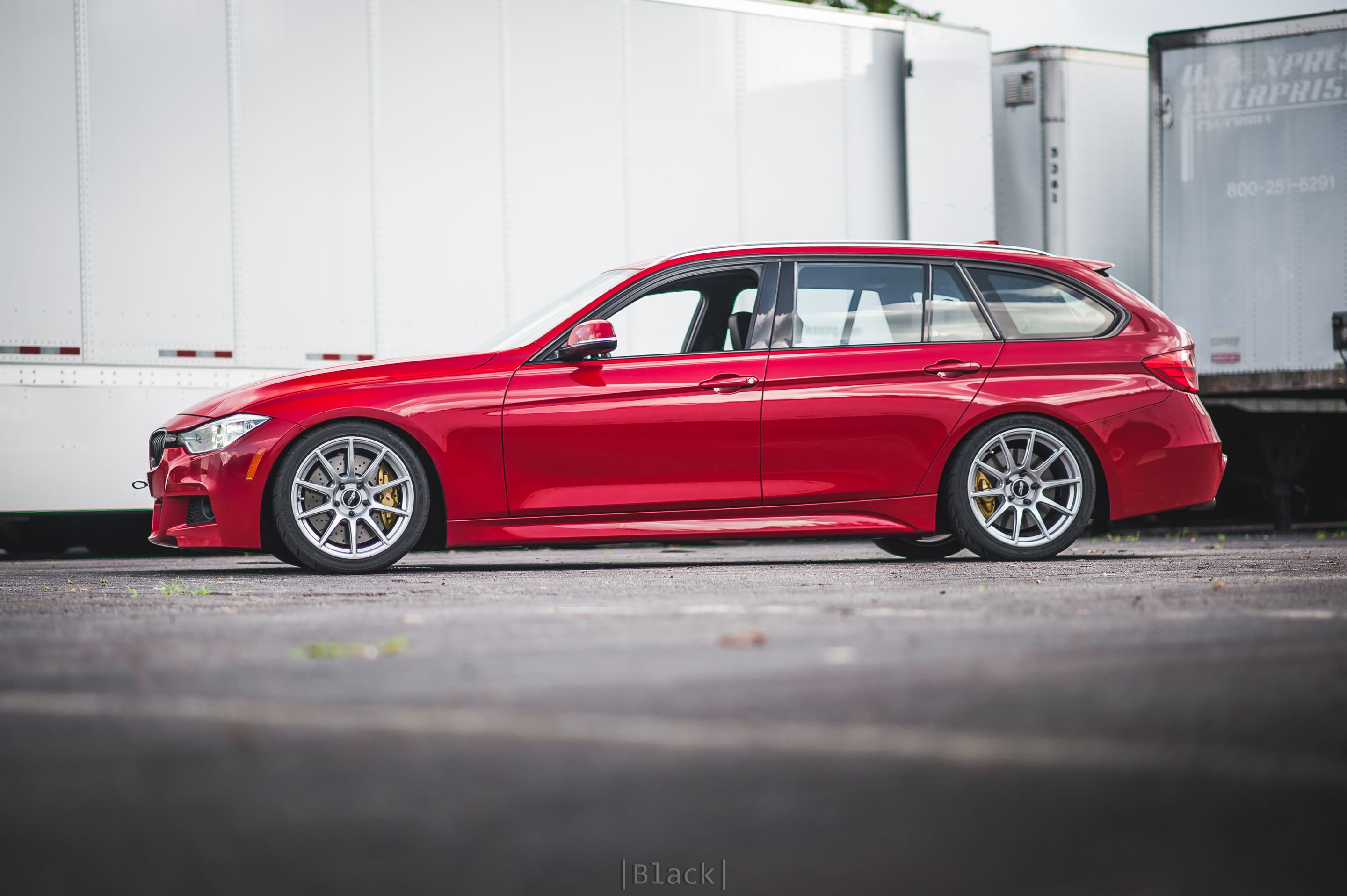 Red BMW F31 Wagon 3 Series with 18" SM-10 Apex wheels in Race Silver