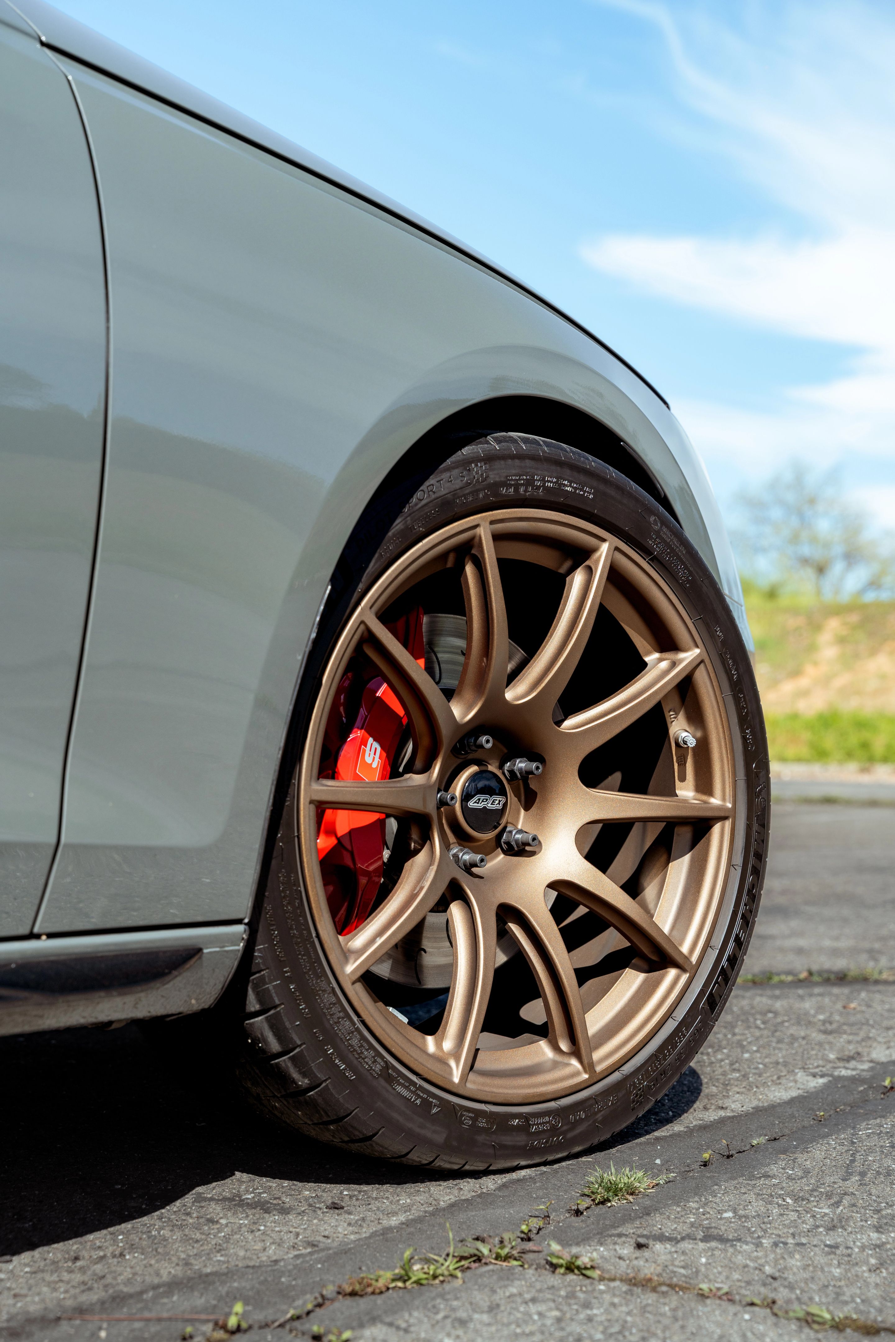 Grey Audi B9 S4 with 19" SM-10 Apex wheels in Satin Bronze