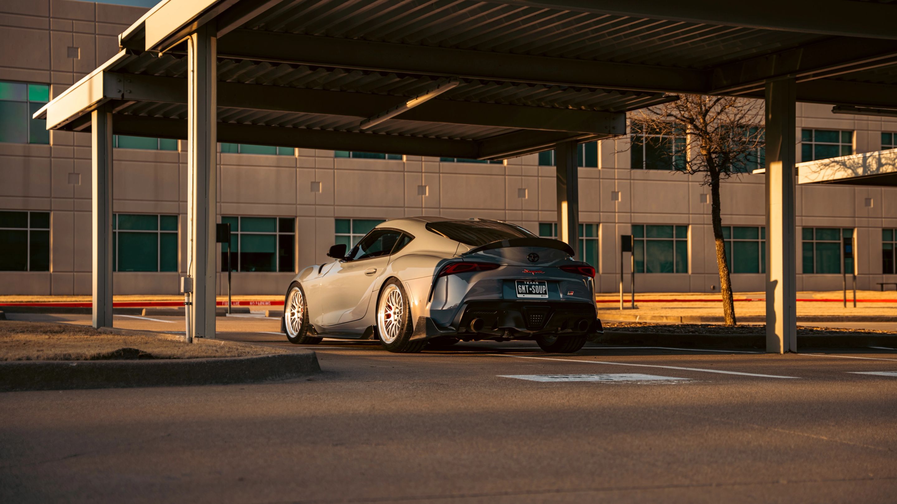 Grey Toyota GR Supra with 19" ML-10RT Apex wheels in Machined Lip Race Silver