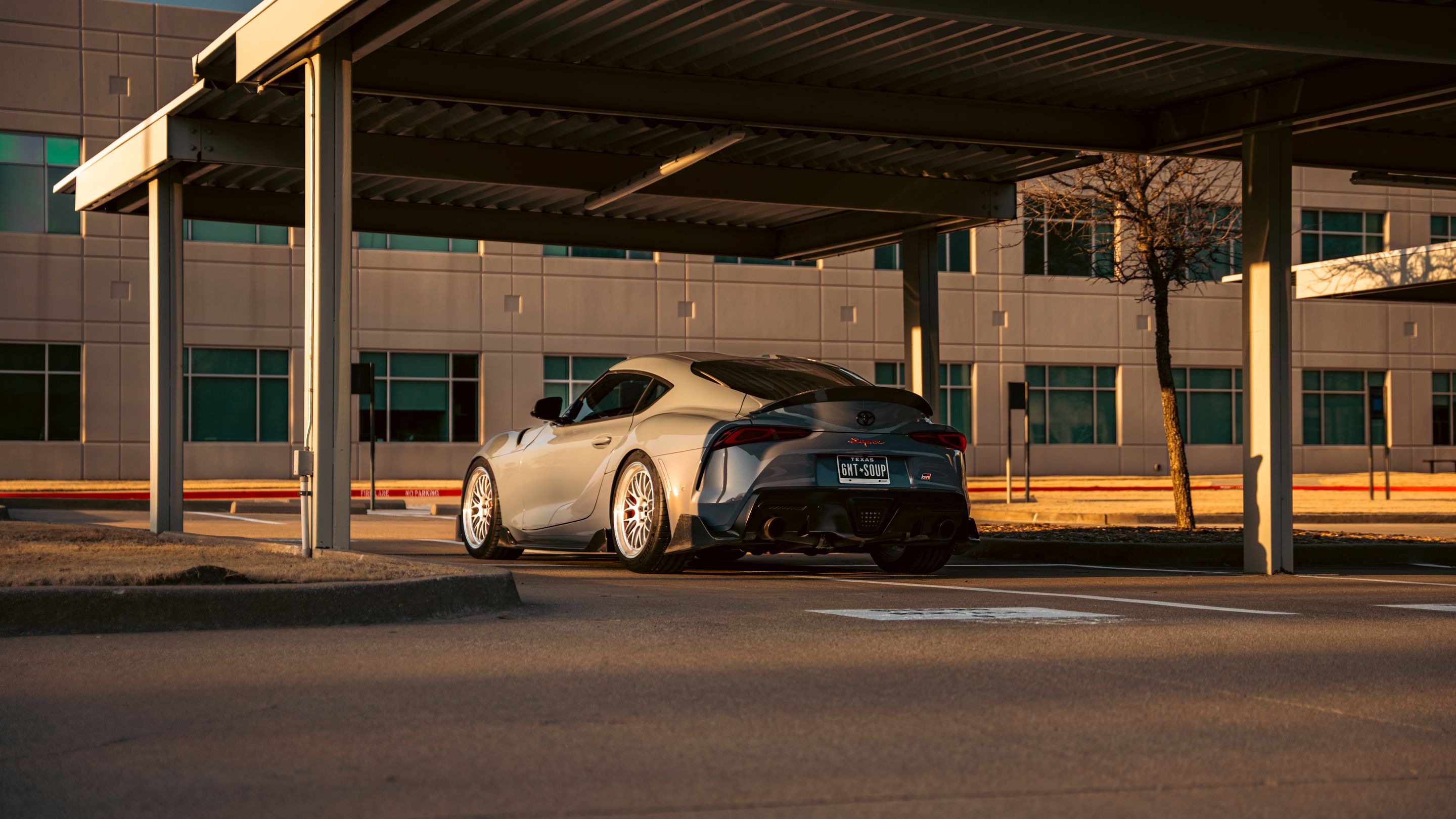 Grey Toyota GR Supra with 19" ML-10RT Apex wheels in Machined Lip Race Silver