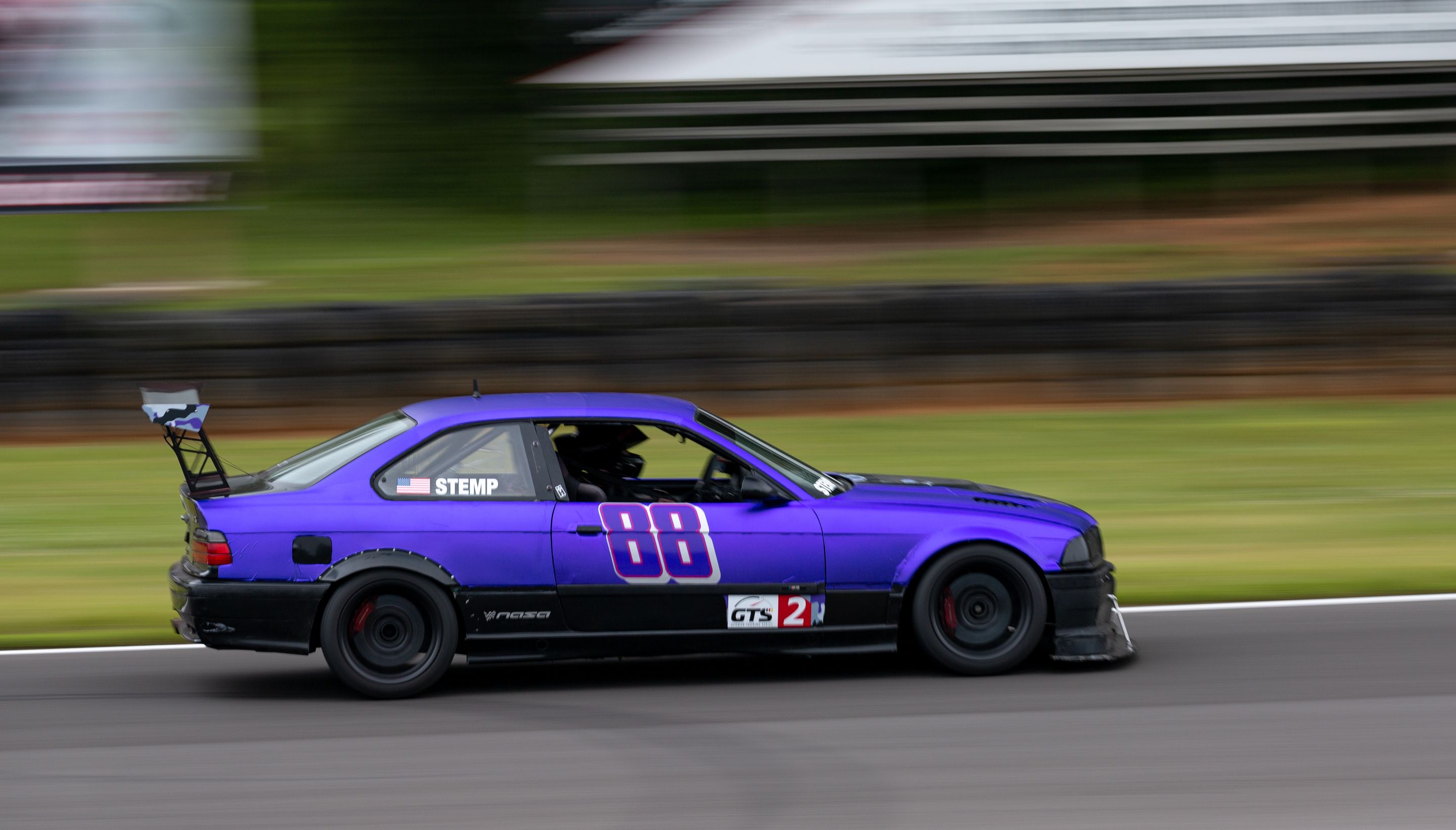 Purple BMW E36 3 Series with 17" ARC-8 Apex wheels in Satin Black