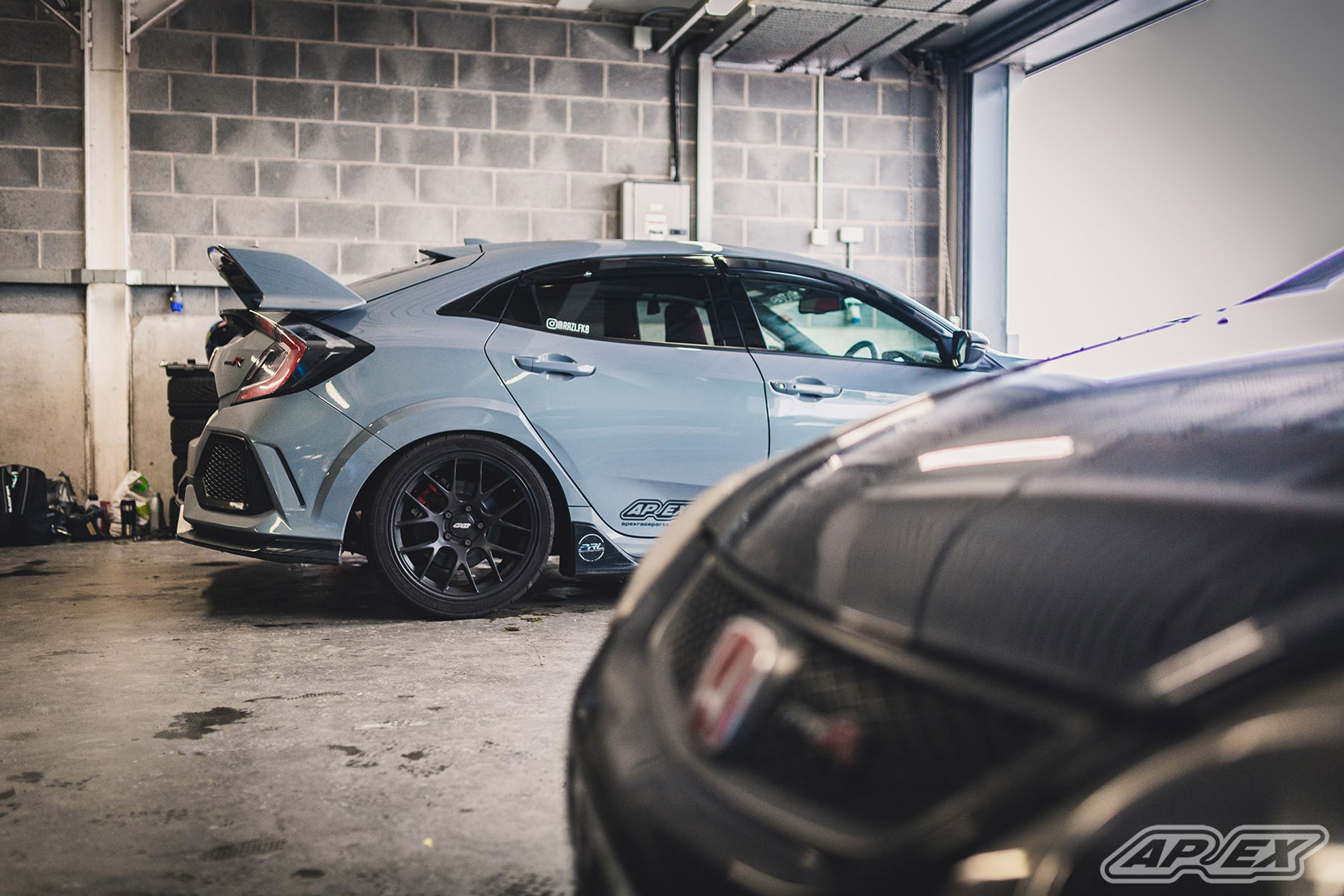 Grey Honda FK8 Civic Type-R with 18" EC-7 Apex wheels in Satin Black