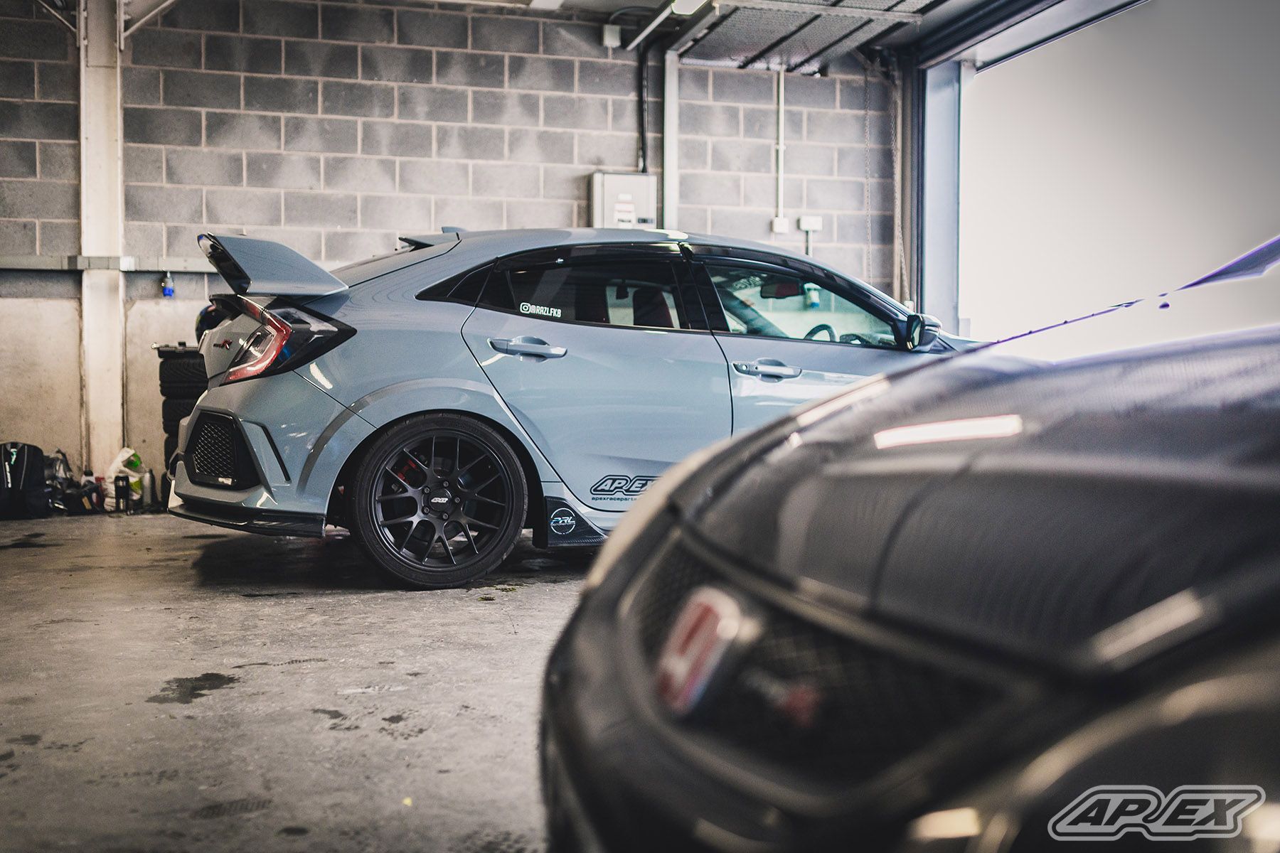 Grey Honda FK8 Civic Type-R with 18" EC-7 Apex wheels in Satin Black