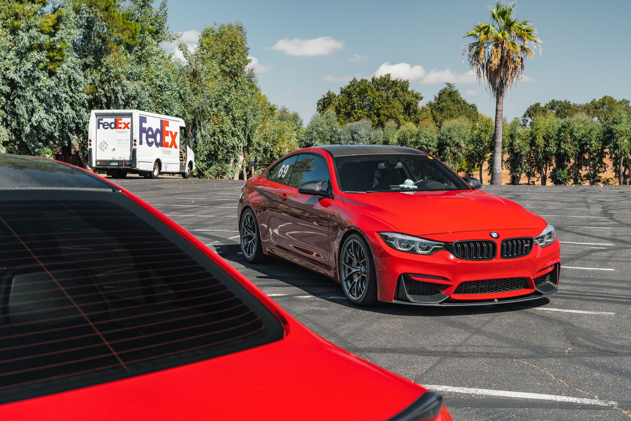 Red BMW F82 Coupe M4 with 19" VS-5RS Apex wheels in Anthracite