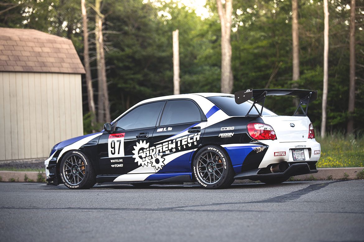 Black Subaru GD WRX Sedan with 17" ARC-8 Apex wheels in Anthracite