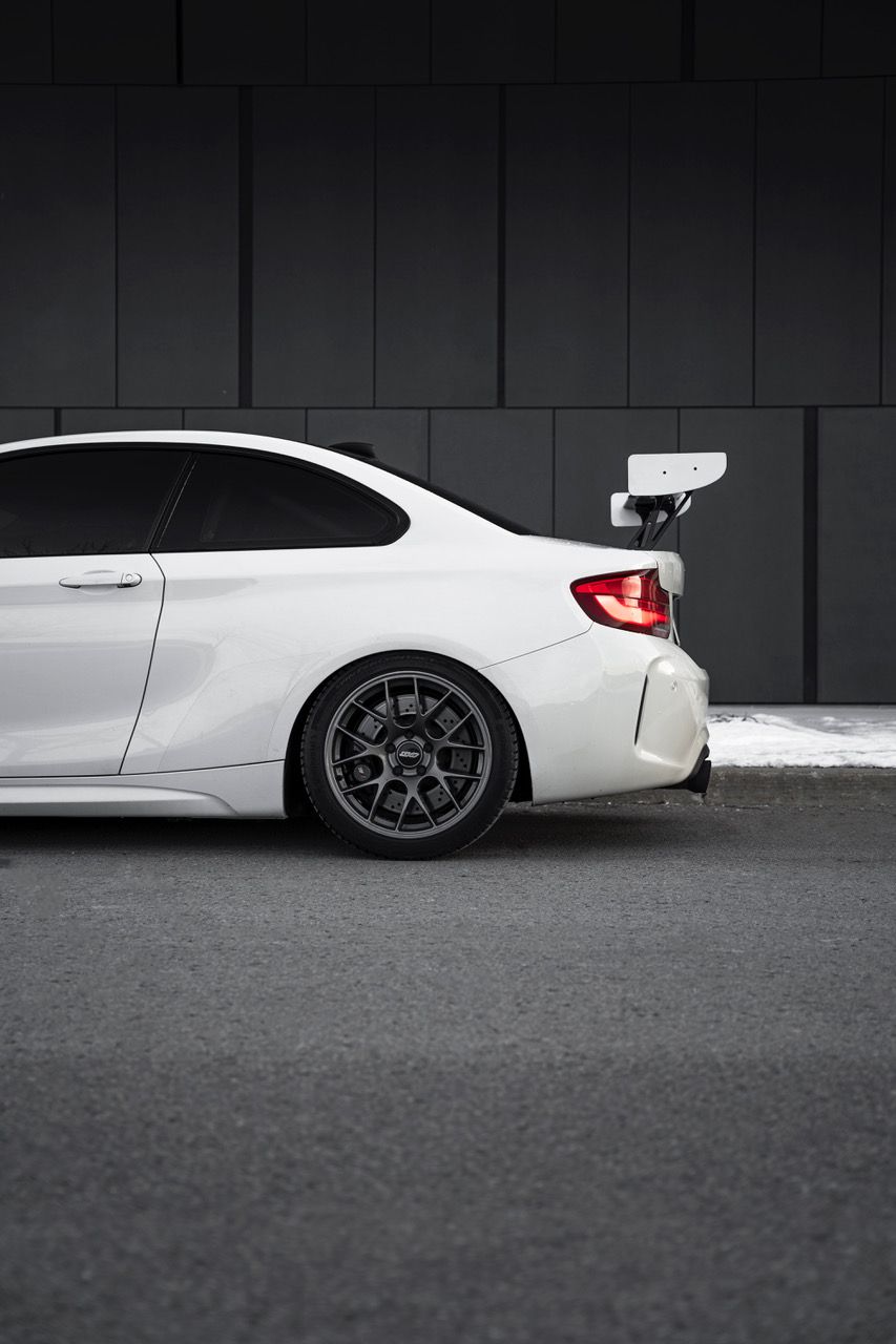 White BMW F87 M2 with 18" EC-7 Apex wheels in Anthracite