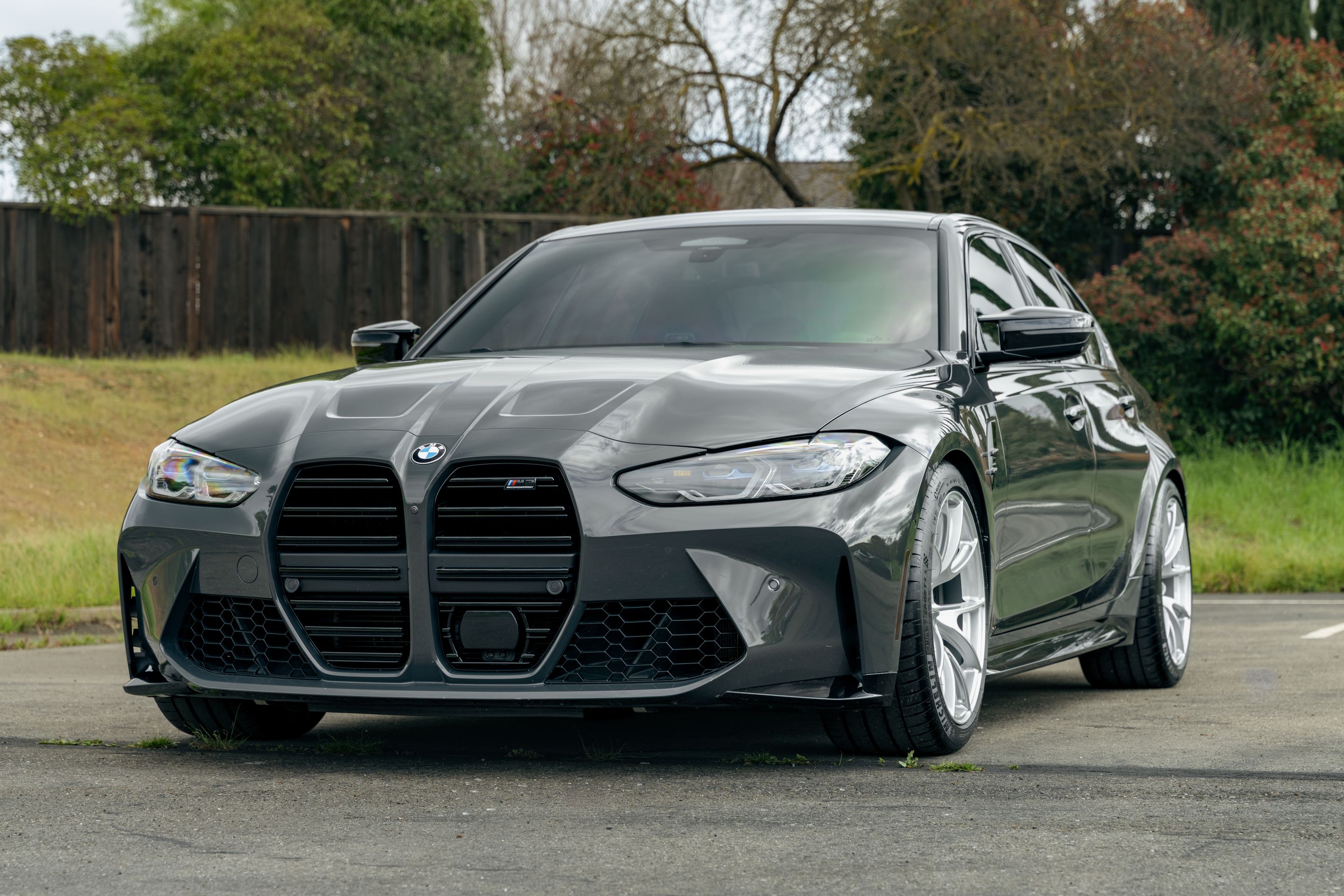Grey BMW G80 M3 with 19" VS-5 Apex wheels in Race Silver