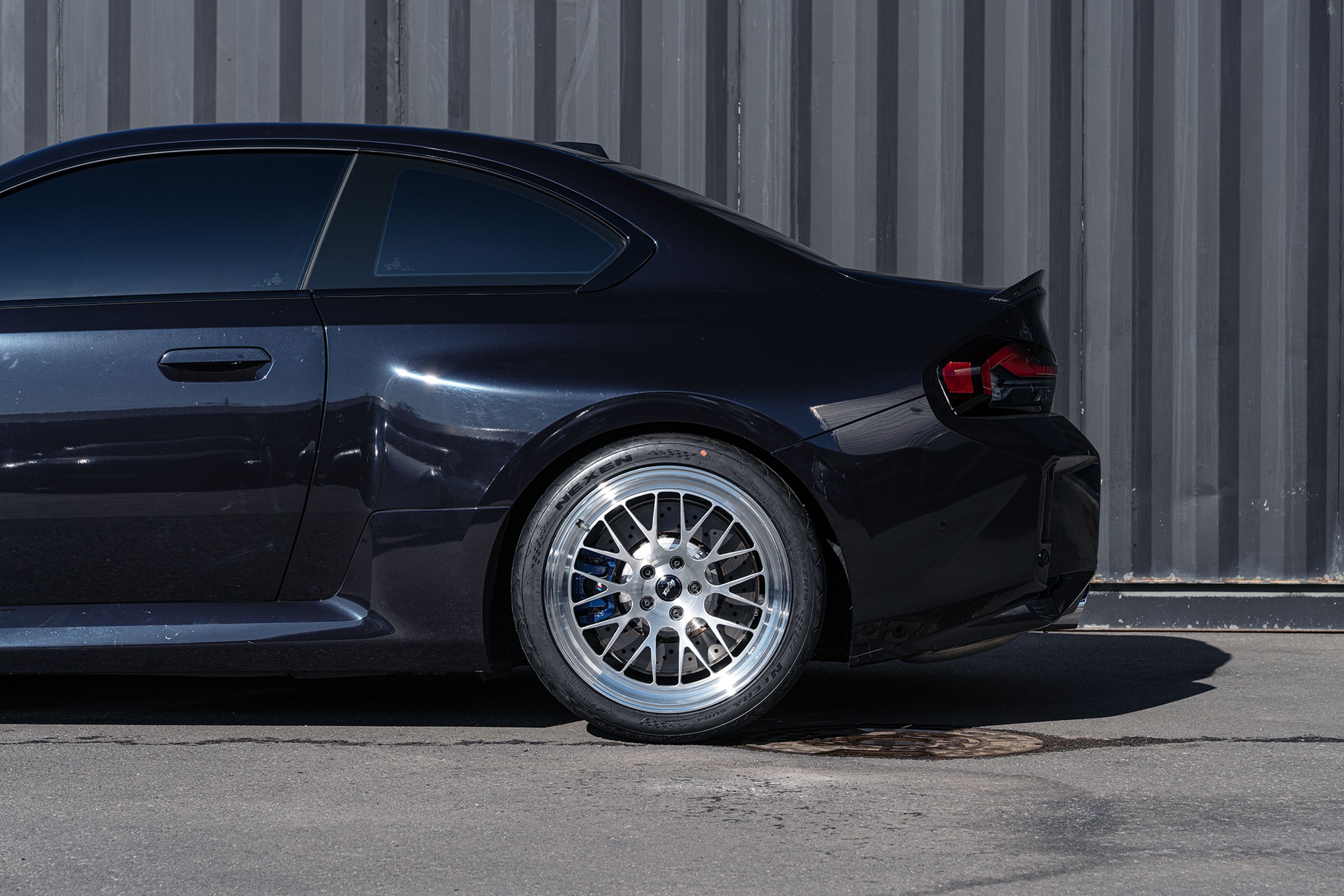 Black BMW G87 M2 with 19" ML-10RT Apex wheels in Machined Lip Brushed Clear
