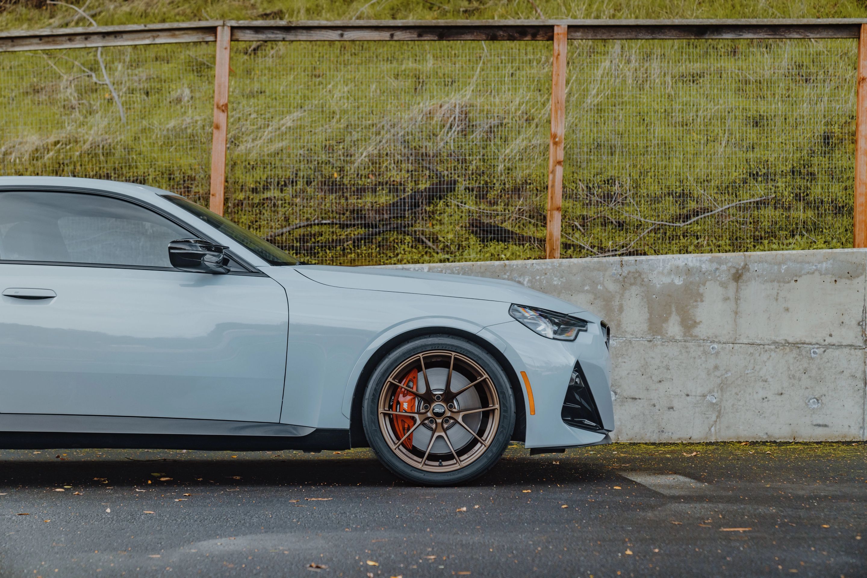 Grey BMW G42 2 Series with 19" VS-5RS Apex wheels in Satin Bronze
