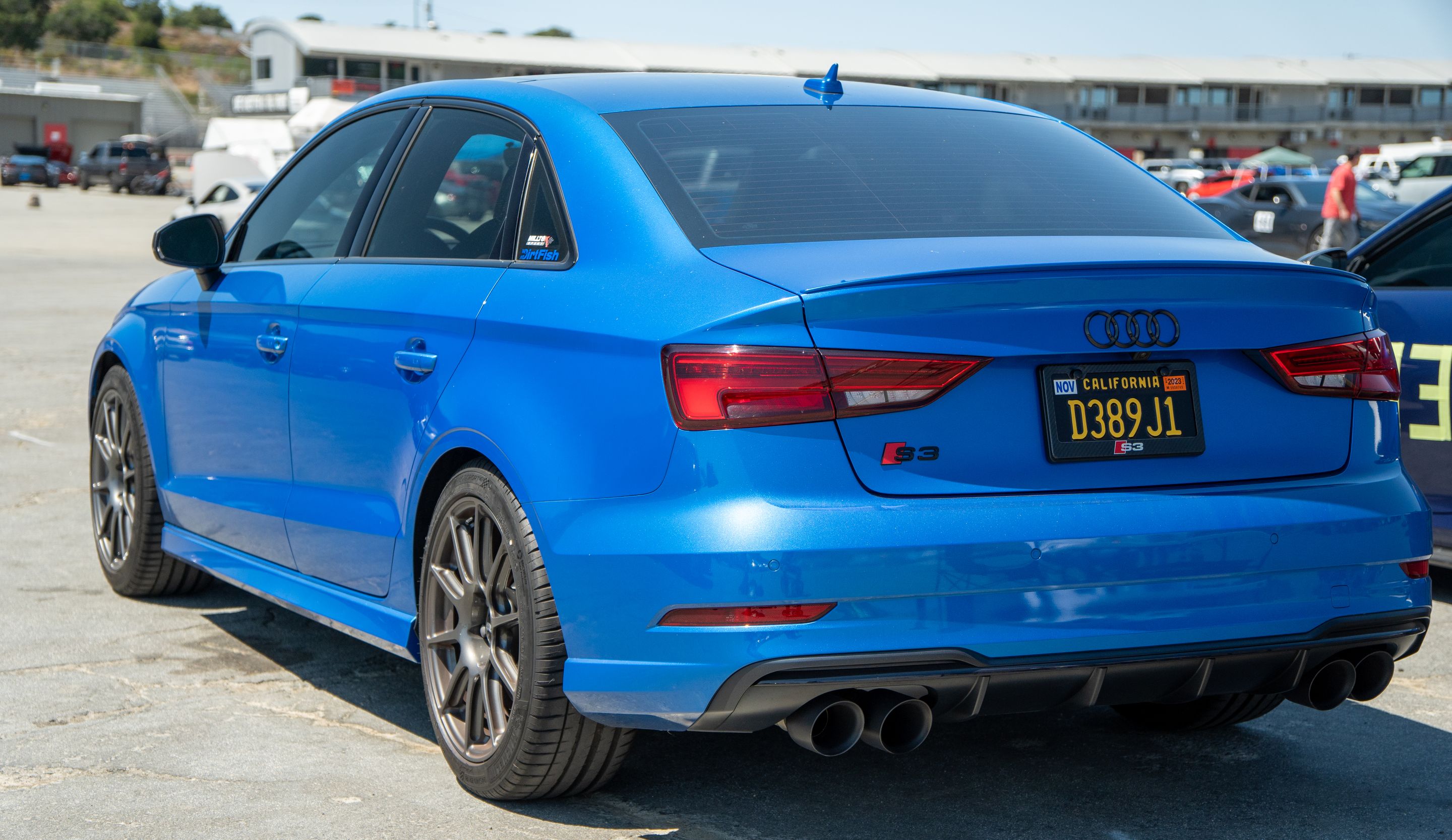 Blue Audi 8V S3 with 18" SM-10 Apex wheels in Anthracite