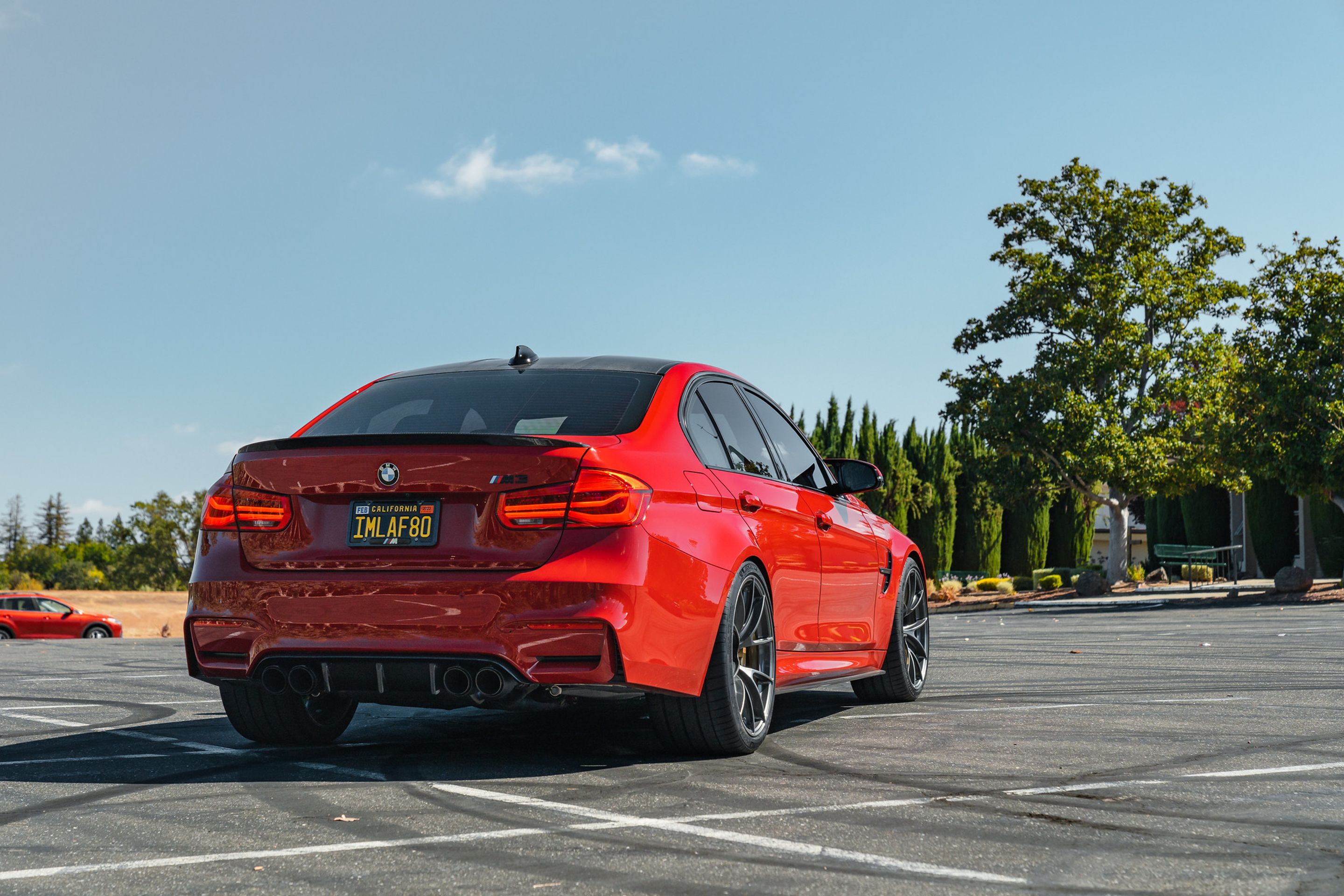 Red BMW F80 M3 with 20" VS-5RS Apex wheels in Anthracite