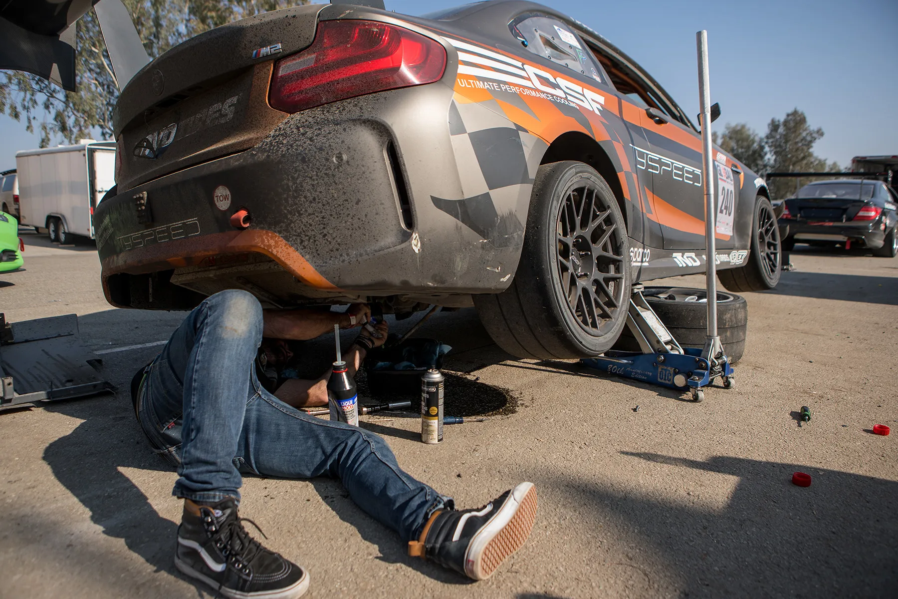 Multicolor BMW F87 M2 with 18" ARC-8R Apex wheels in Satin Black