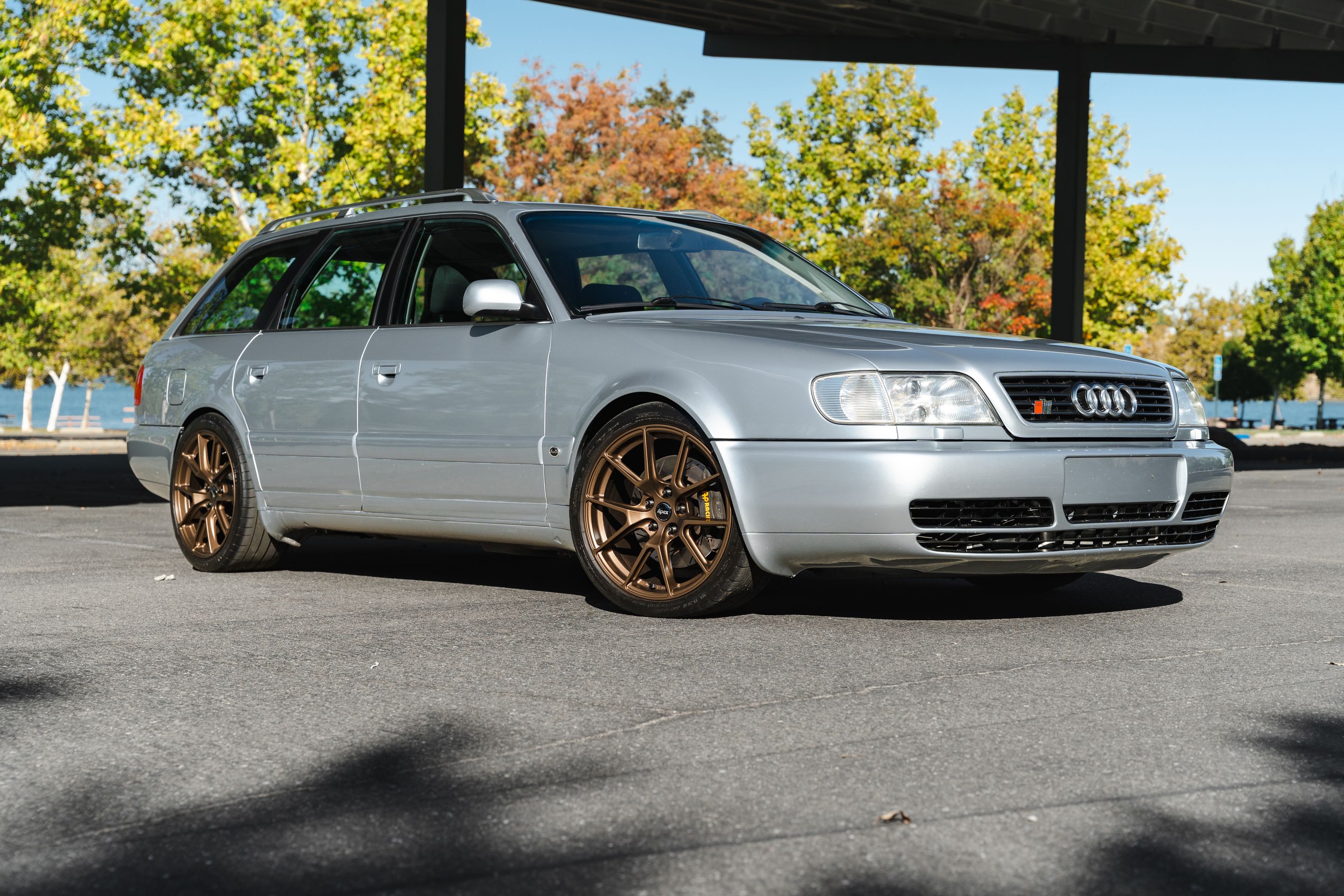 Silver Audi C4 S6 Avant/Wagon with 18" VS-5 Apex wheels in Satin Bronze