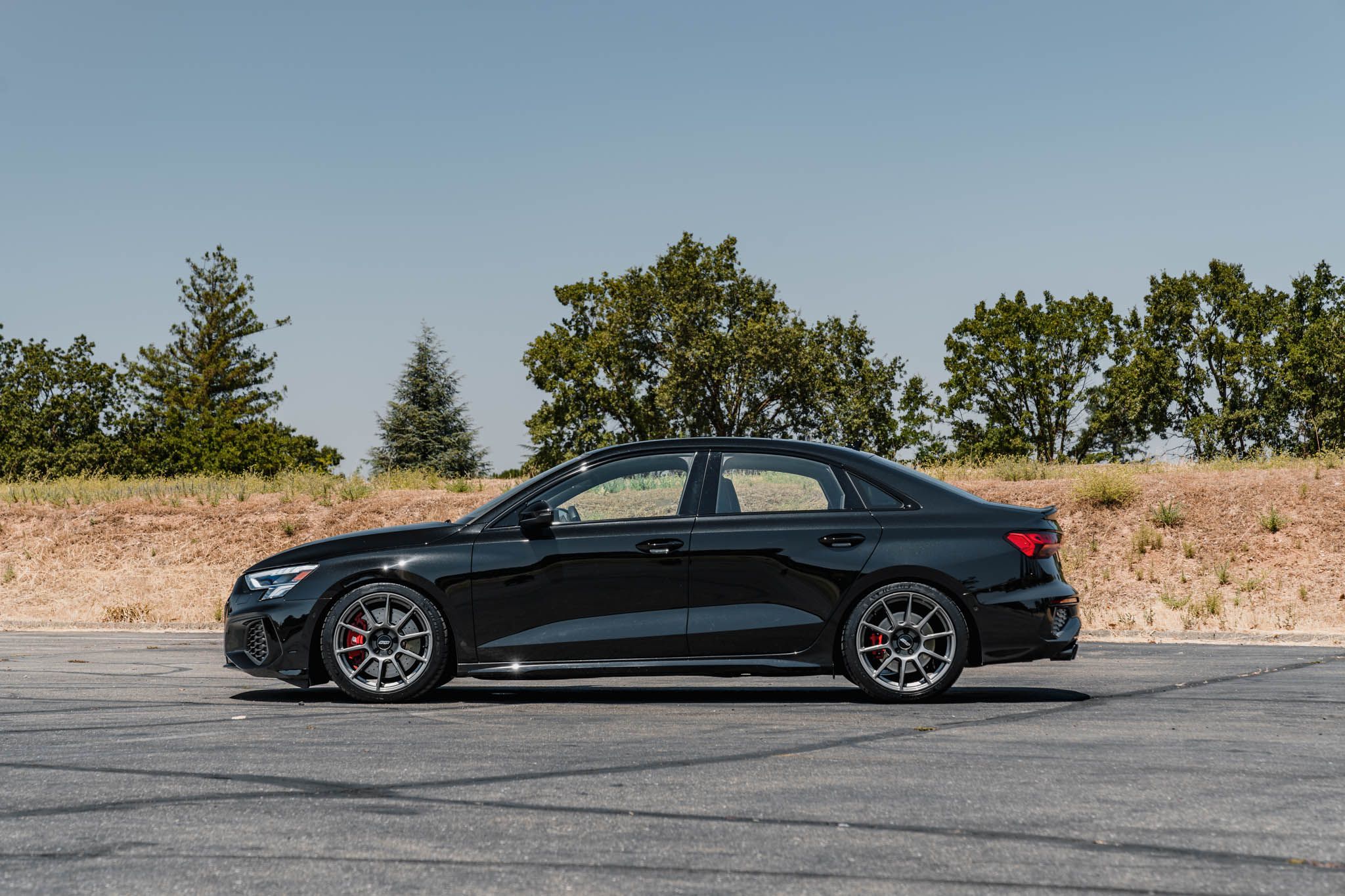 Black Audi 8Y S3 with 18" SM-10 Apex wheels in Anthracite