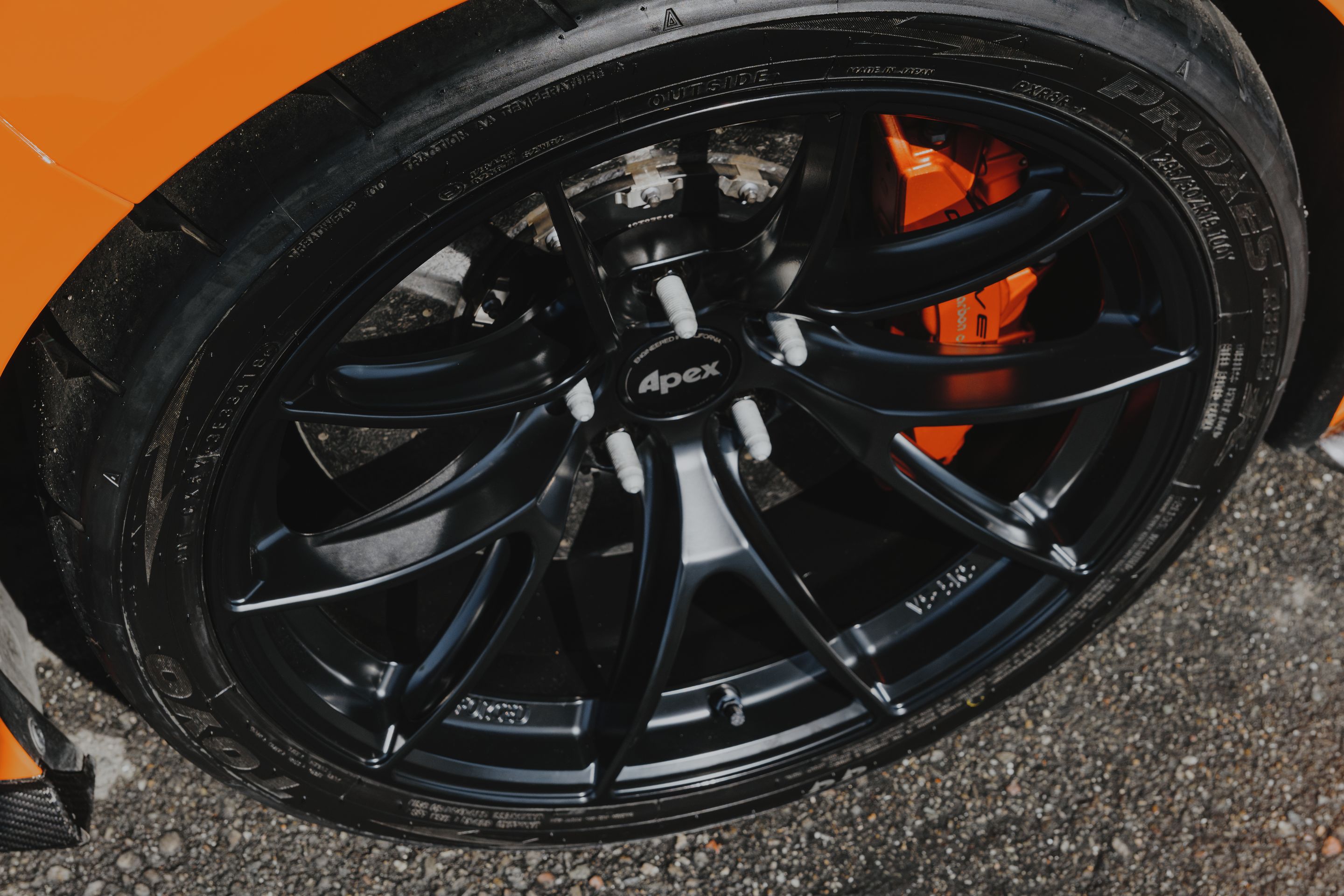 Orange Chevrolet C8 Corvette Z06 with 19" VS-5RS Apex wheels in Satin Black
