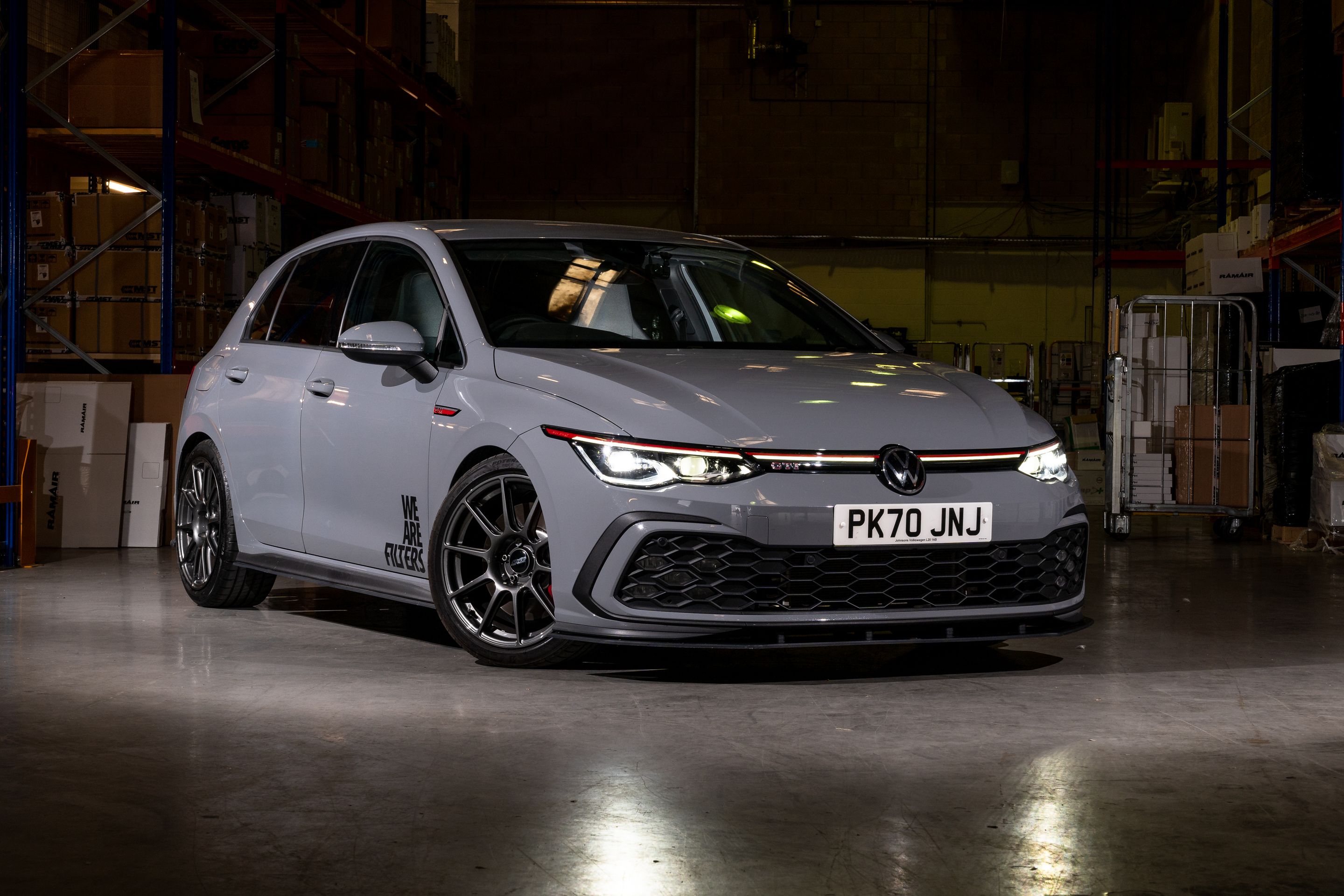 Grey VW MK8 GTI with 18" SM-10 Apex wheels in Anthracite