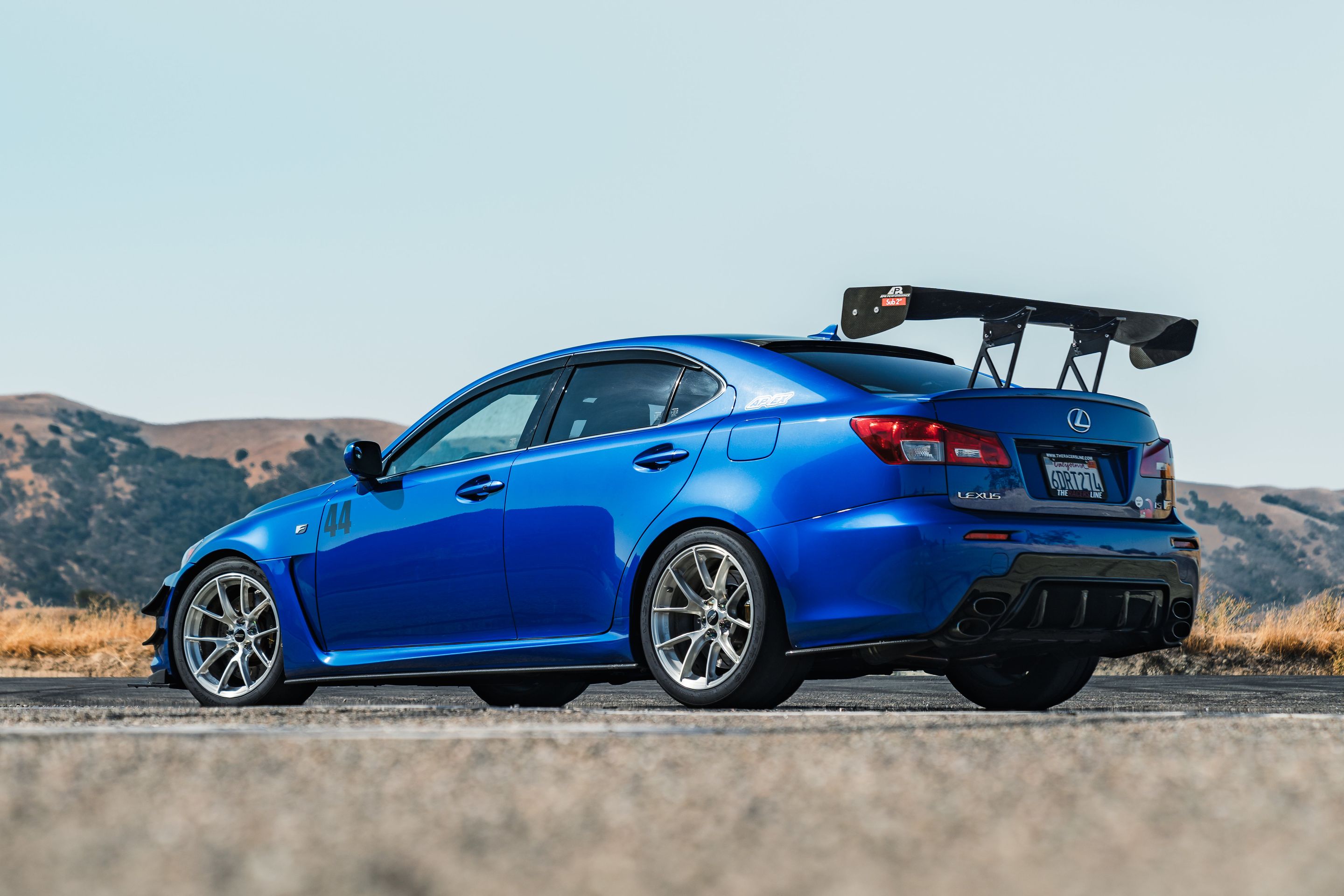 Blue Lexus USE20 IS-F with 18" VS-5RS Apex wheels in Brushed Clear