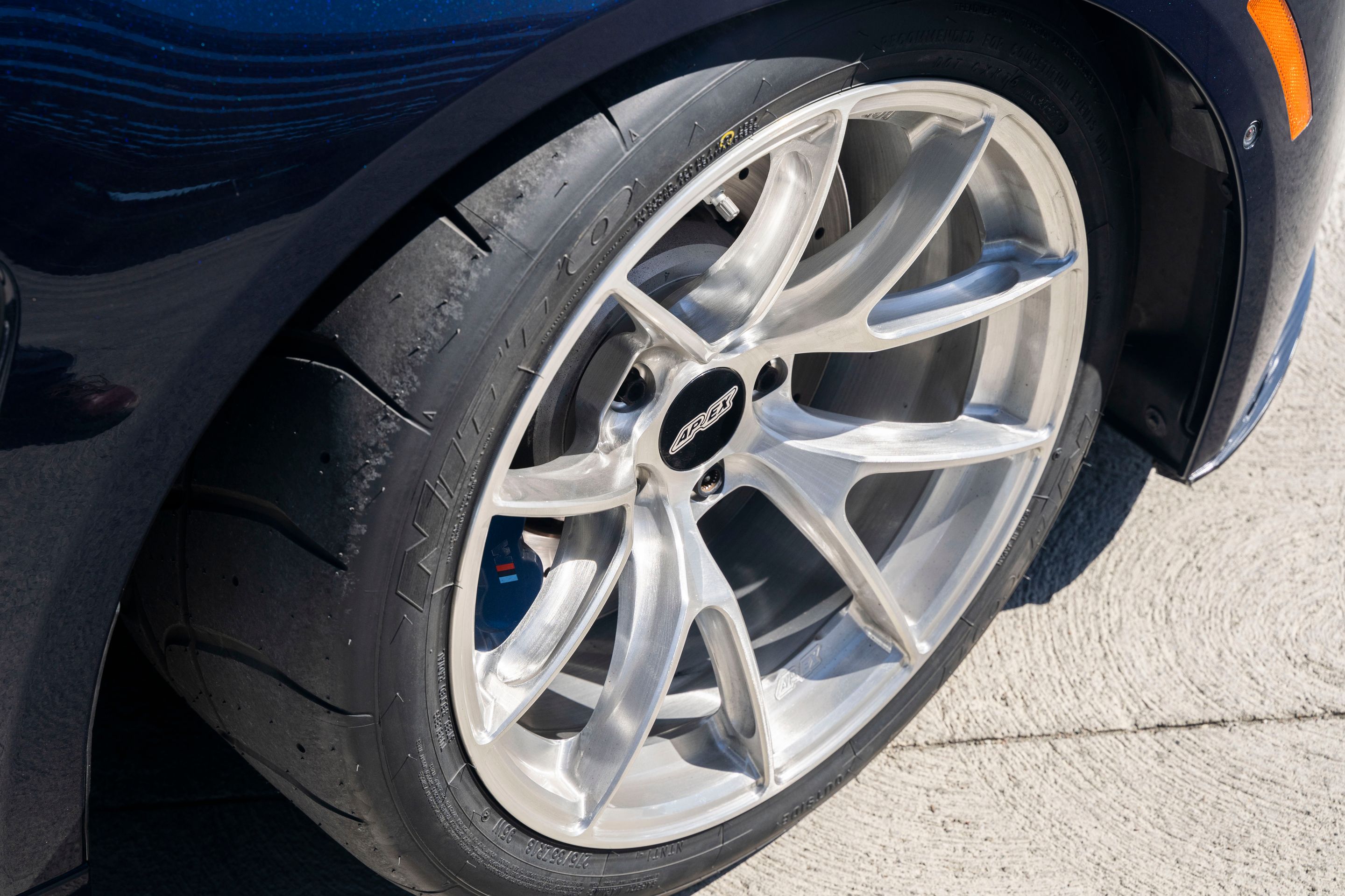 Blue BMW F80 M3 with 18" VS-5RS Apex wheels in Brushed Clear